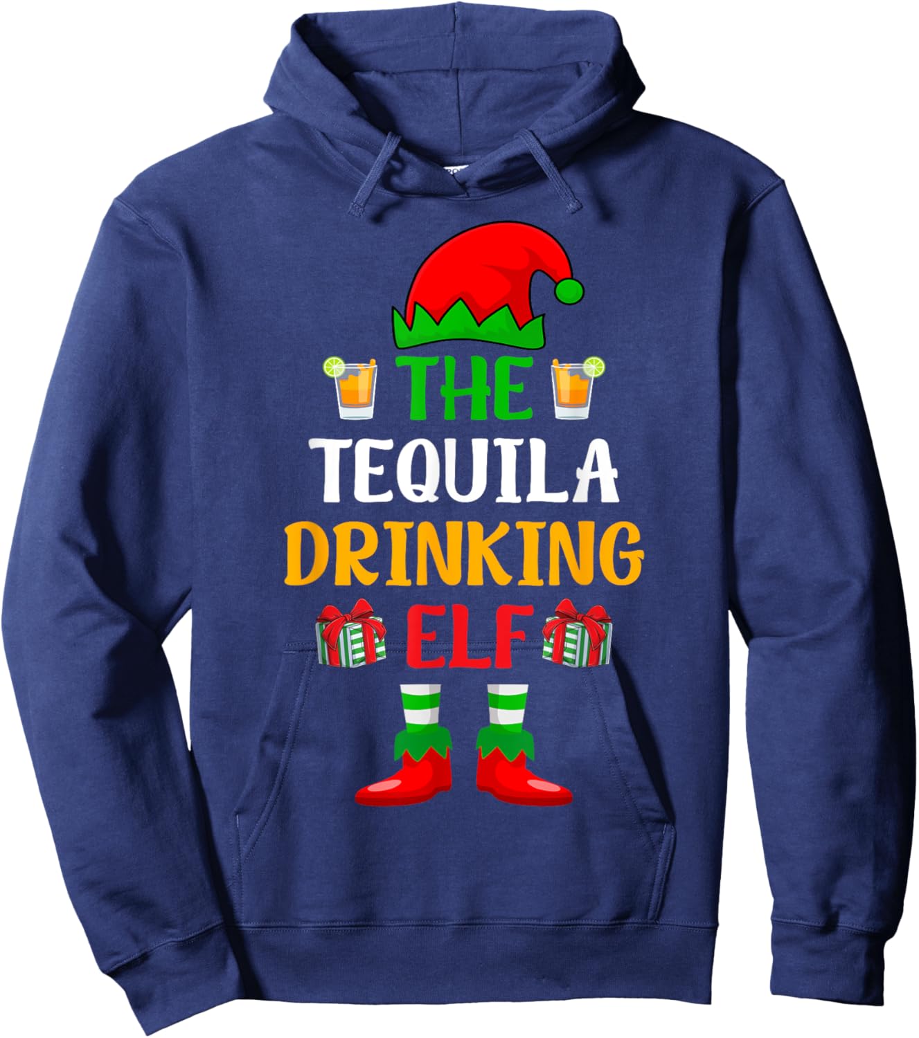 The Tequila Drinking ELF Xmas Holiday Christmas Tequila Hoodie - Hoodie | Navy