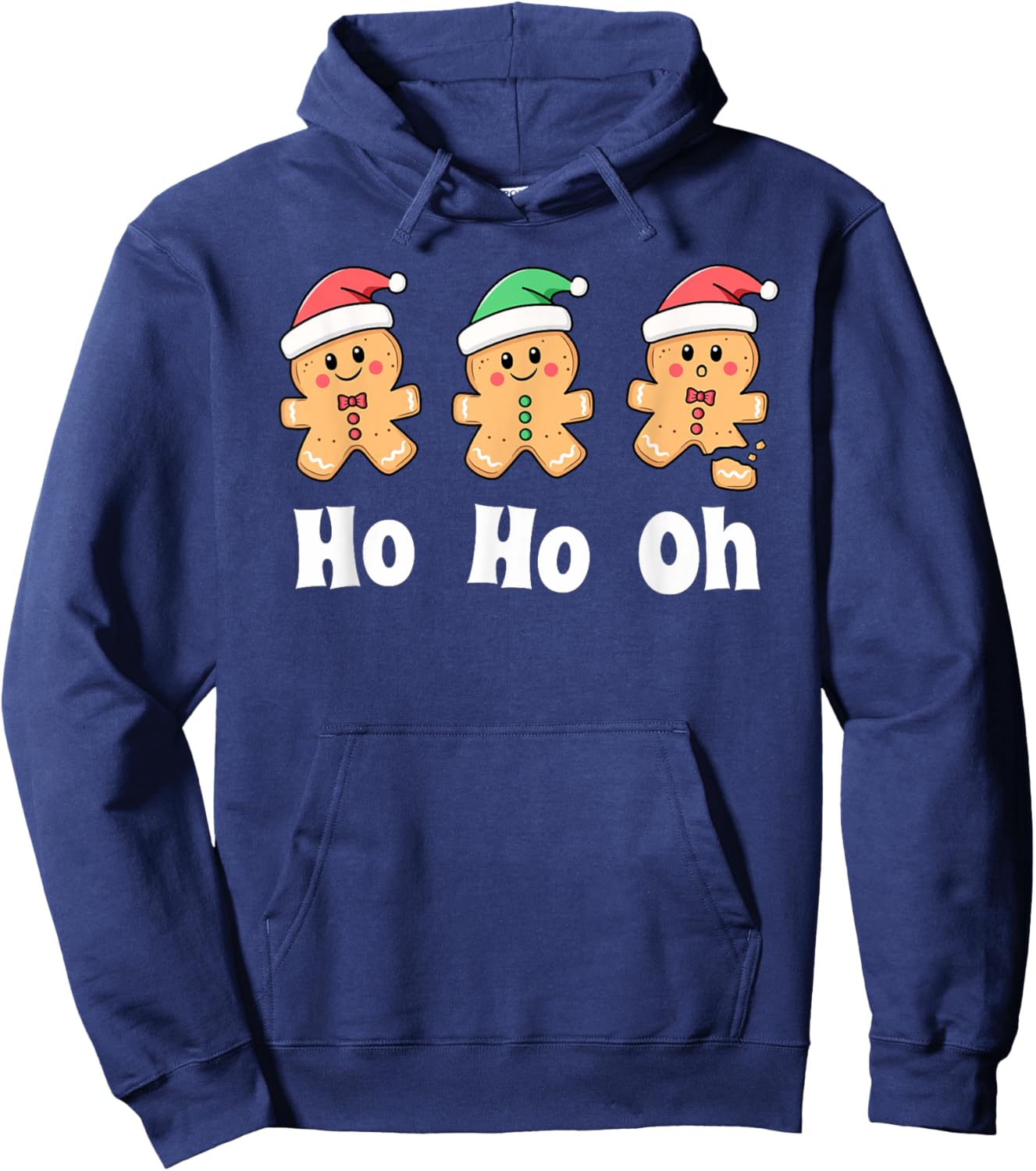 Ho Ho Oh Baking Cookies Funny Kids Christmas Gingerbread Hoodie - Hoodie | Navy