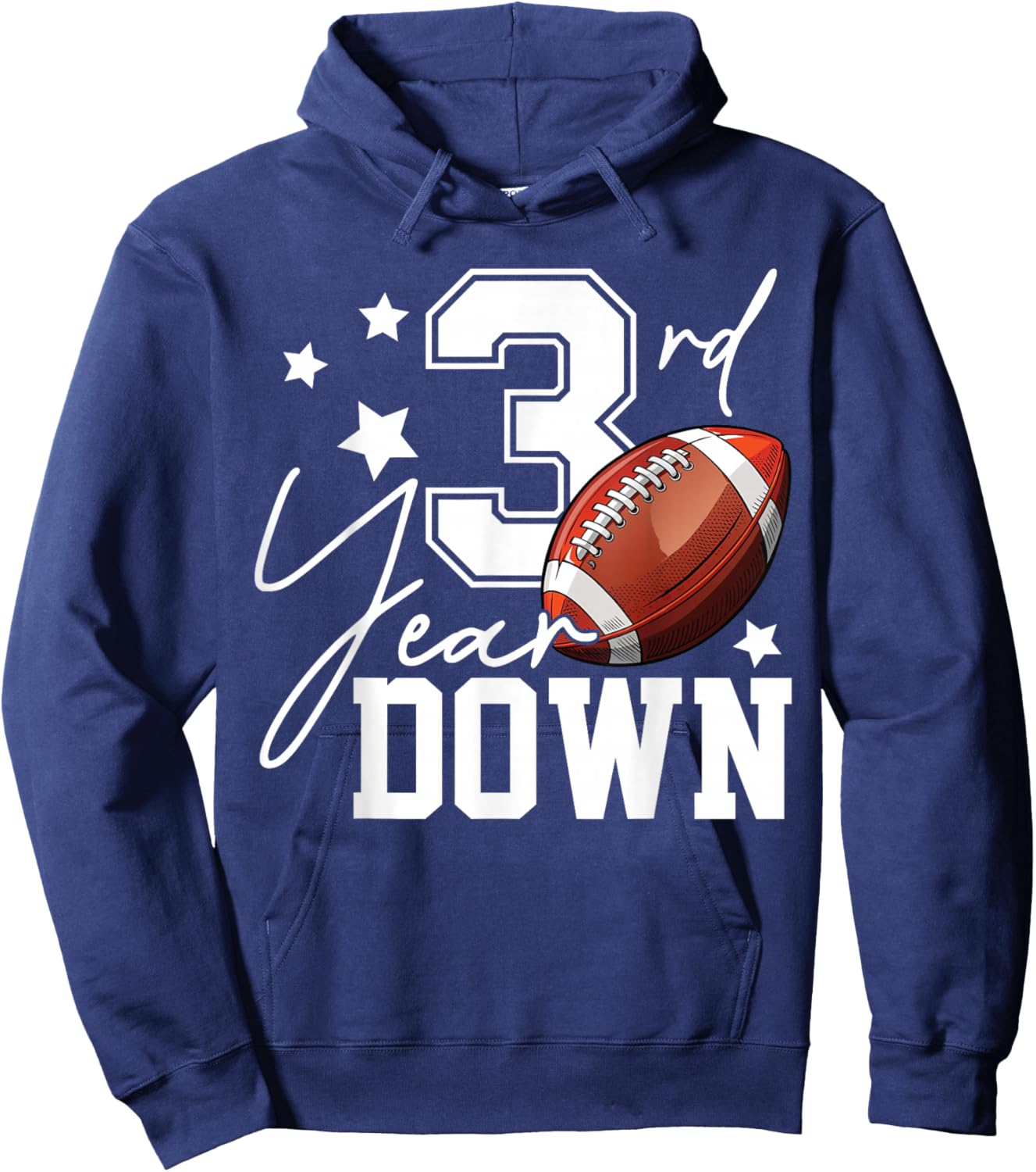 3rd Year Down Football Lover Third Birthday Boy Party Hoodie - Hoodie | Navy