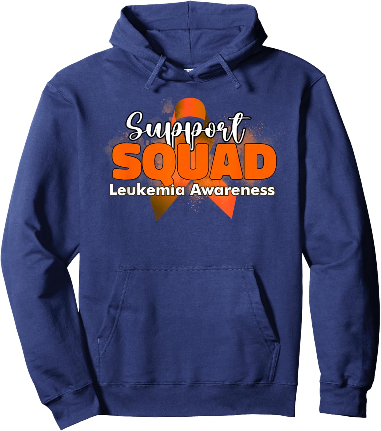 Support Squads Orange Ribbon Leukemia Cancer Awareness Hoodie - Hoodie | Navy