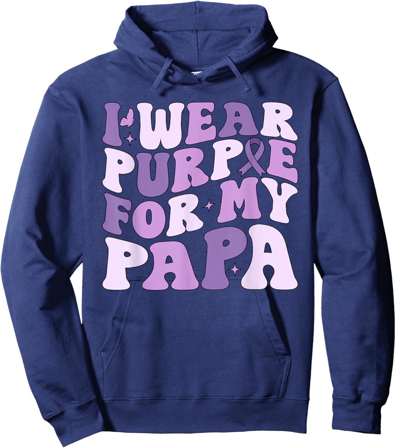 I Wear Purple For My Papa Pancreatic Cancer Awareness Kids Hoodie - Hoodie | Navy