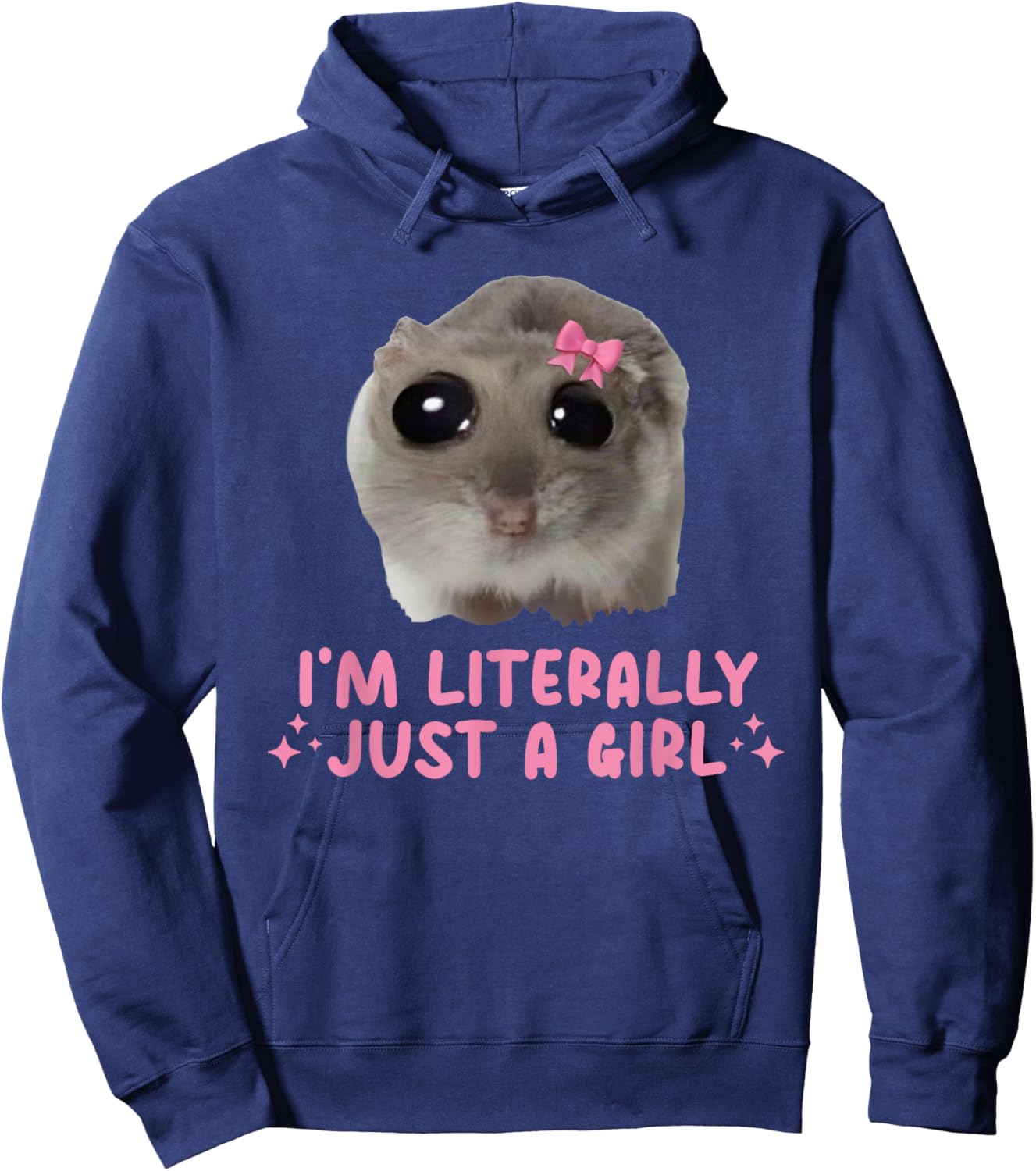 Vintage Art I'm Literally Just A Girl Cat Meme Funny Animal Hoodie - Hoodie | Navy
