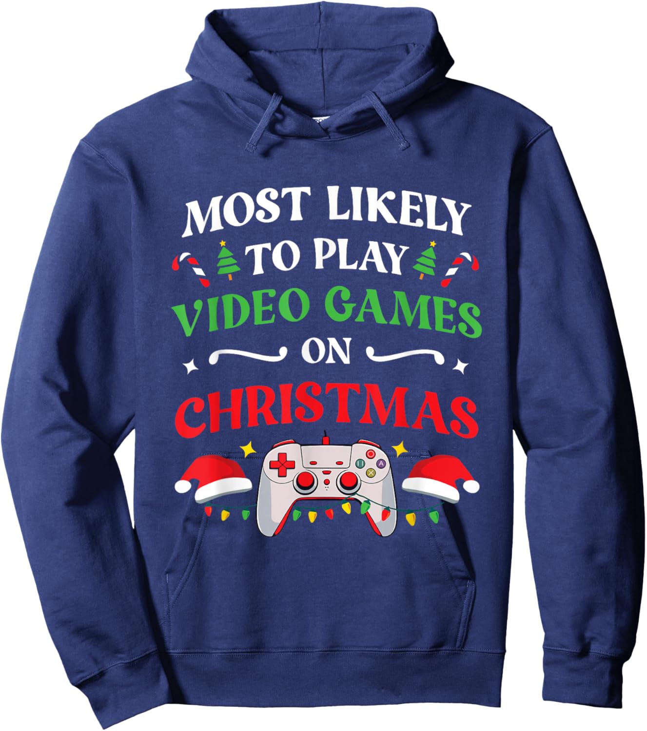 Most Likely To Play Video Games On Christmas Family Matching Hoodie - Hoodie | Navy