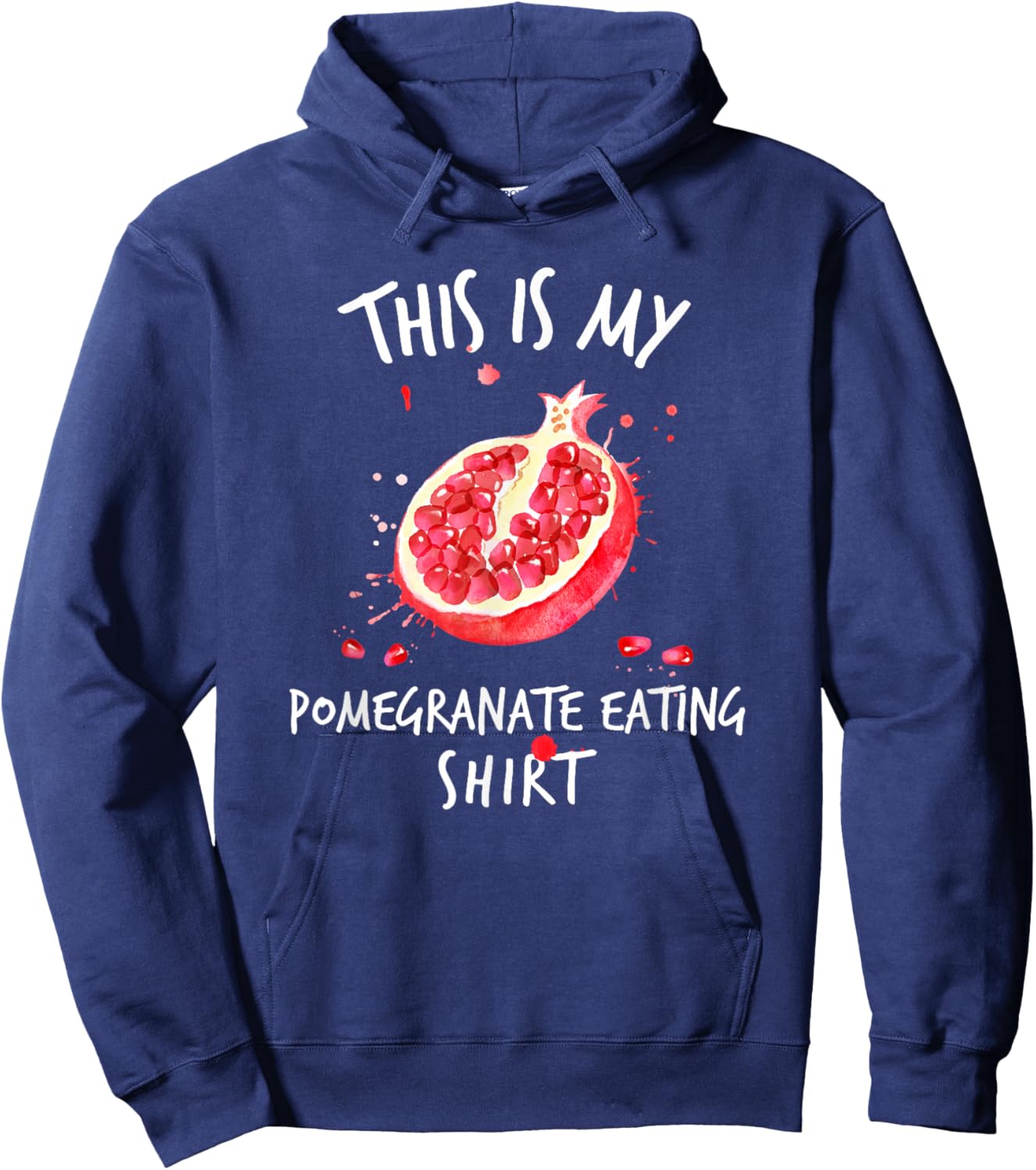 Sarcastic Adult Humor Pomegranate Eating Messy Fruits Funny Hoodie - Hoodie | Navy