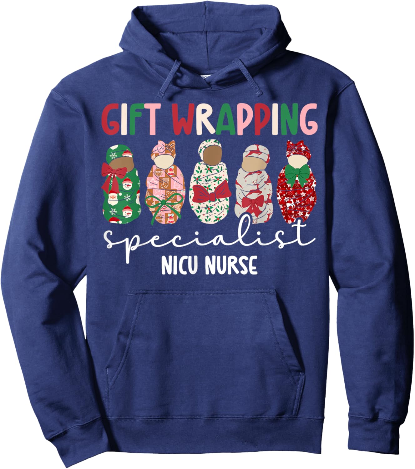 Wrapping Specialist NICU Nurse Christmas NICU Nursing Xmas Hoodie - Hoodie | Navy