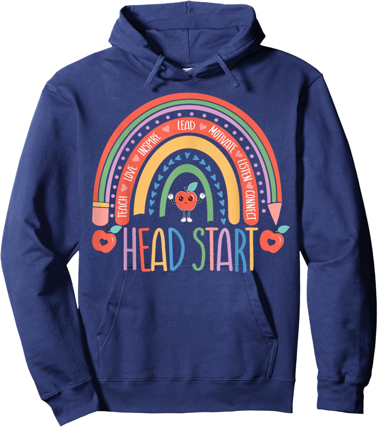 Head Start Rainbow - Back to School - Headstart Teacher Hoodie - Hoodie | Navy