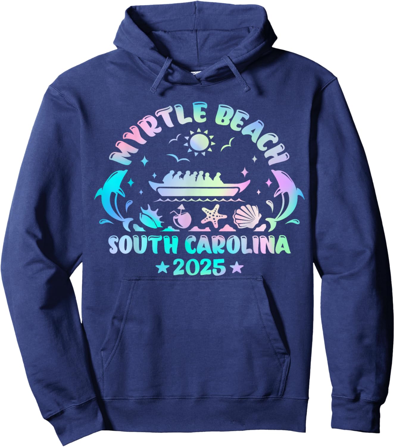 Myrtle Beach Summer Surf Dive Tie Dye Family Vacation 2025 Hoodie - Hoodie | Navy