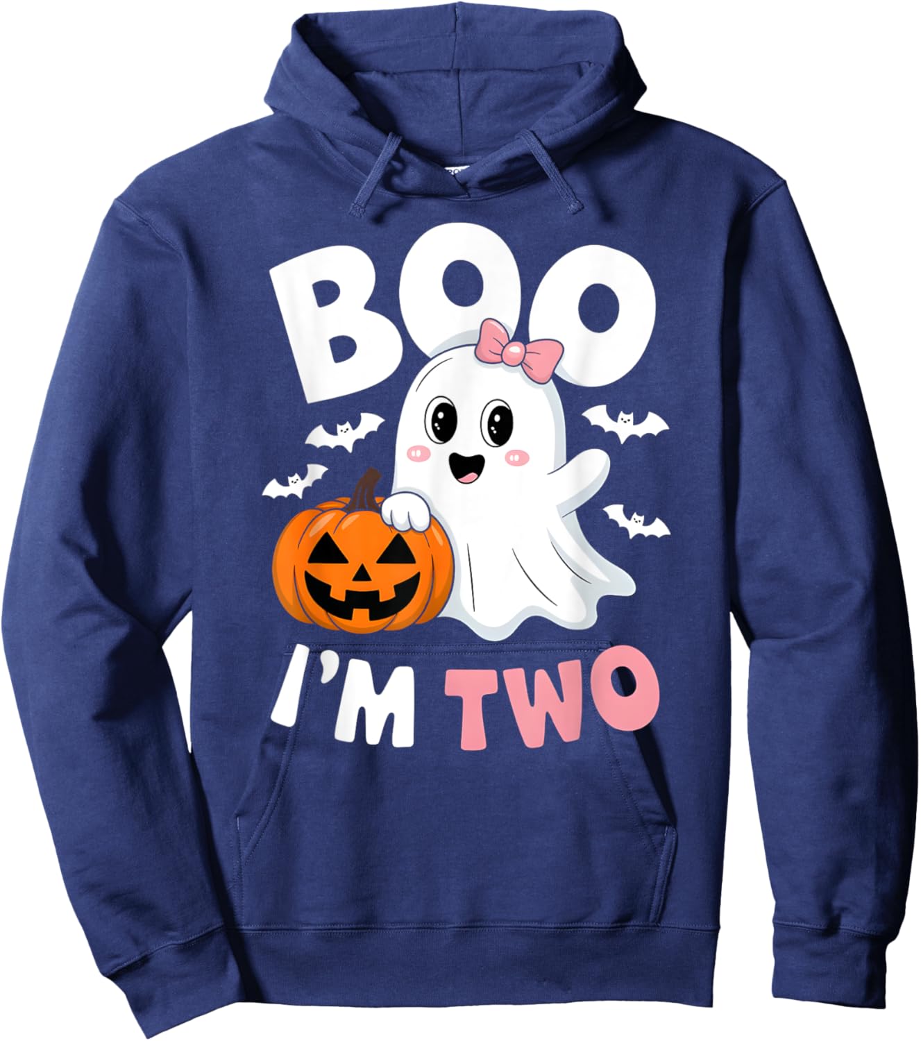 Funny Ghost Boo I'm Two Years 2nd Birthday Toddler Halloween Hoodie - Hoodie | Navy