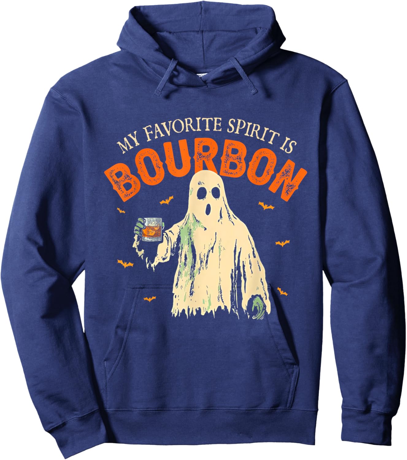 My Favorite Spirit Is Bourbon Funny Ghost Halloween Costume Hoodie - Hoodie | Navy