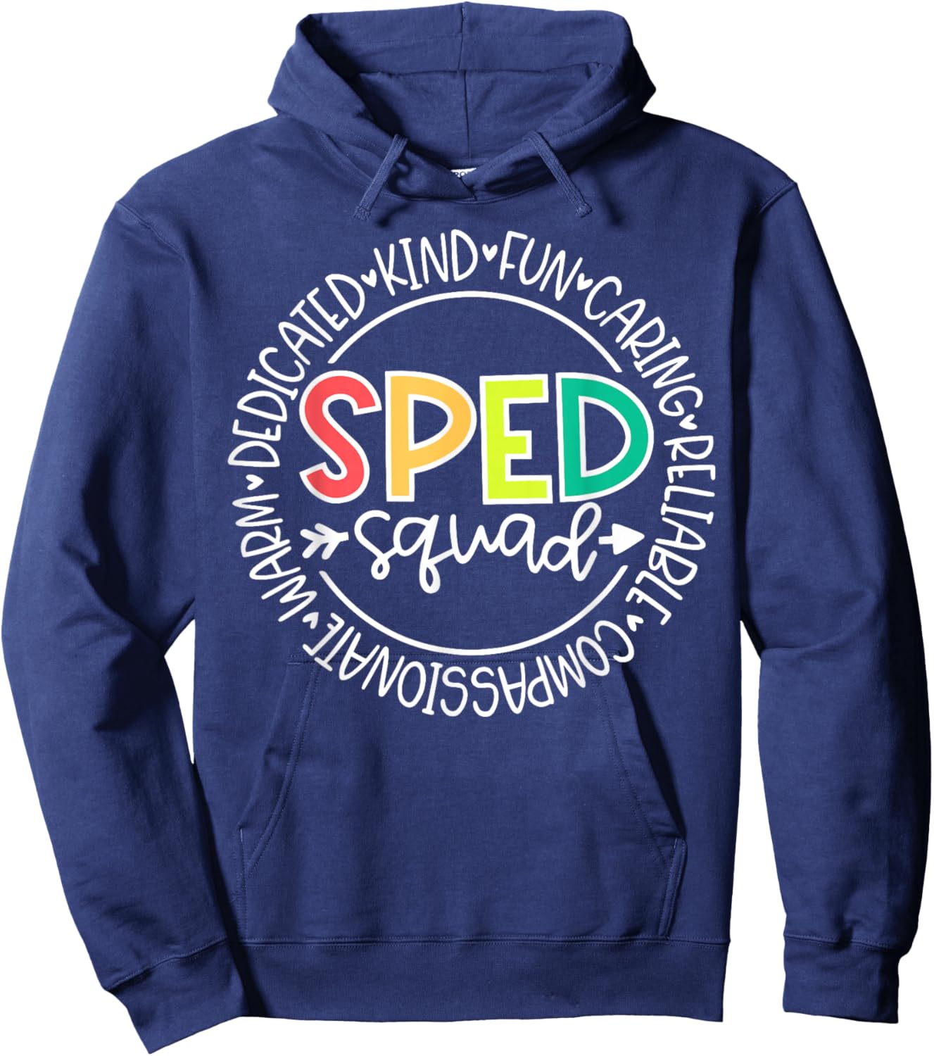 Retro SPED Squad Special Education Teacher Life Paraeducator Hoodie - Hoodie | Navy