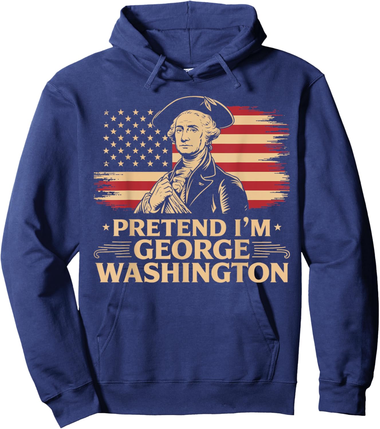 Pretend I'm George Washington Vintage Halloween Costume Hoodie - Hoodie | Navy