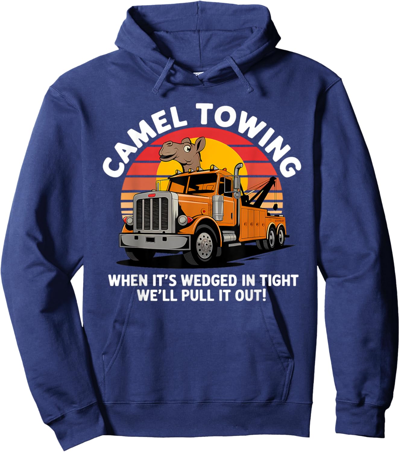 Camel Towing Funny Retro Adult Humor 2025 Hillbilly Costume Hoodie - Hoodie | Navy