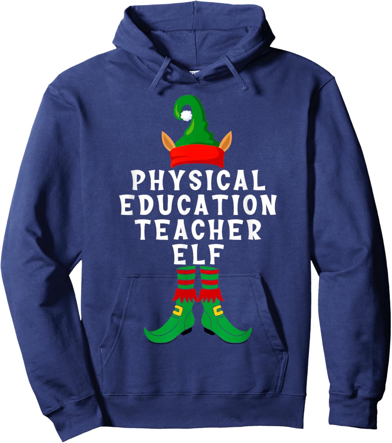 Physical Education Teacher Elf Funny Christmas Xmas Phys Ed Hoodie - Hoodie | Navy