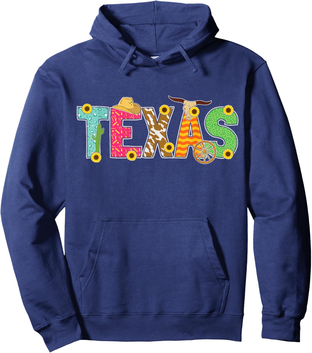 Texas Gift Cool Cactus Proud Texas Gift Western Bull Riding Hoodie - Hoodie | Navy
