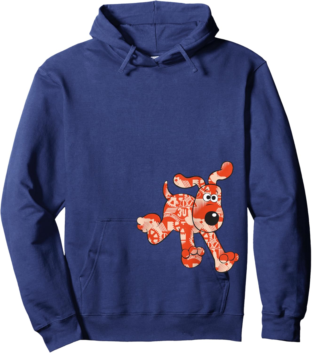 Wallace & Gromit Gromit Gears Logo , -Adults, Black, Small, Short Sleeve, Cotton Blend, Classic Fit, Pull On, , Plain Back Hoodie - Hoodie | Navy