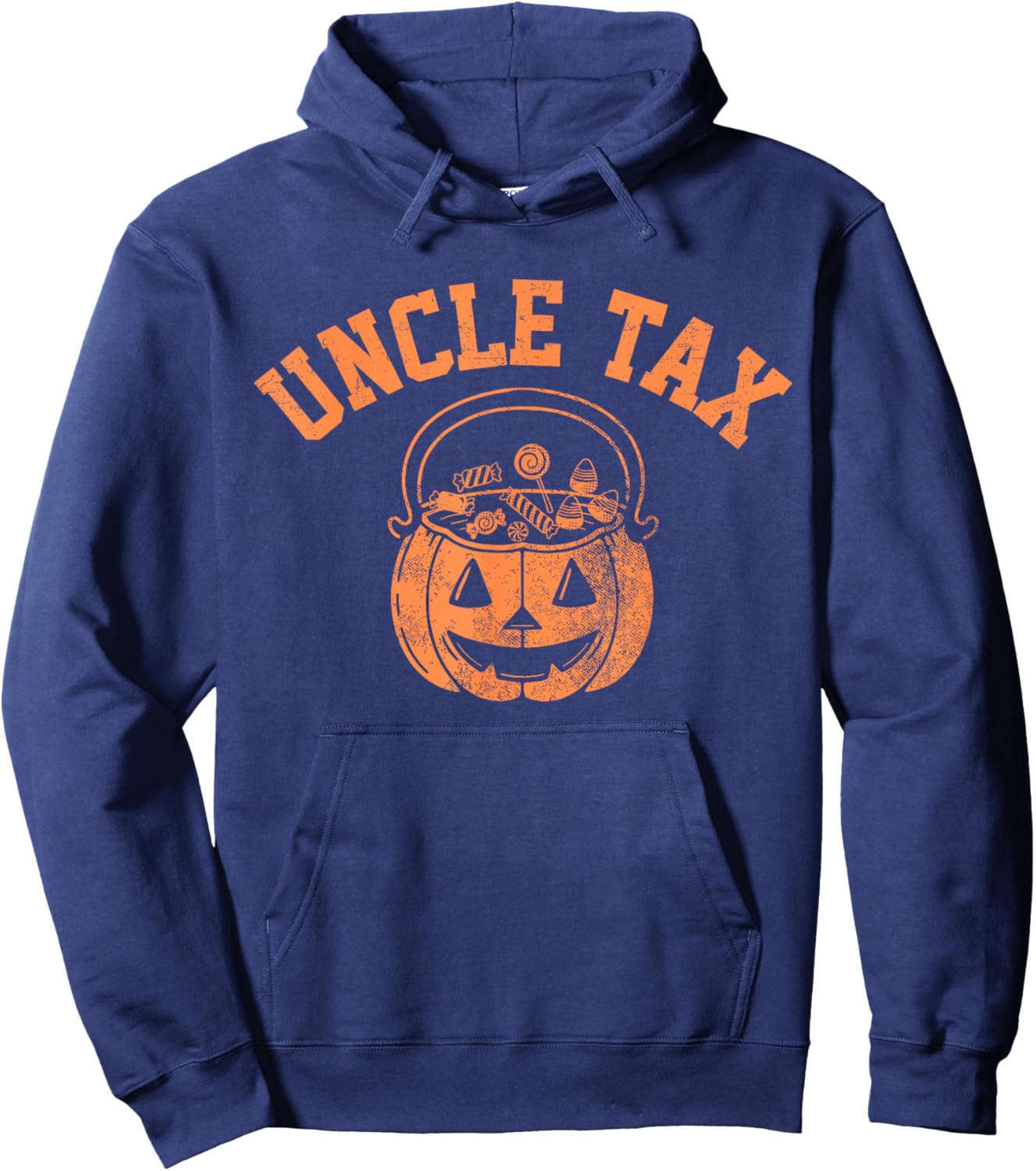 Vintage Uncle Tax Halloween Pumpkin Spooky Trick or Treat Hoodie - Hoodie | Navy