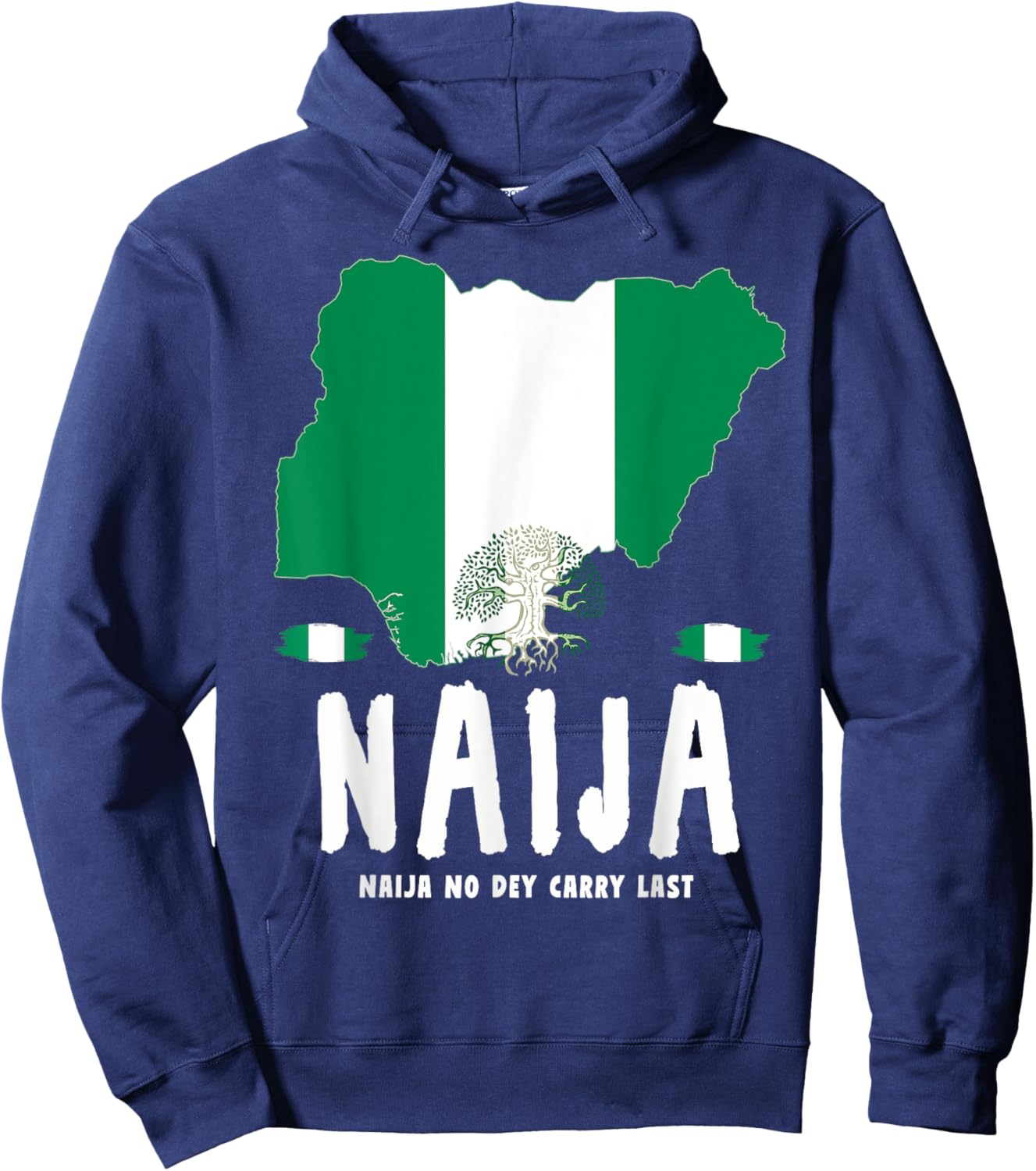 Naija Heritage Nigerian Roots Idea & Nigeria Flag Hoodie - Hoodie | Navy