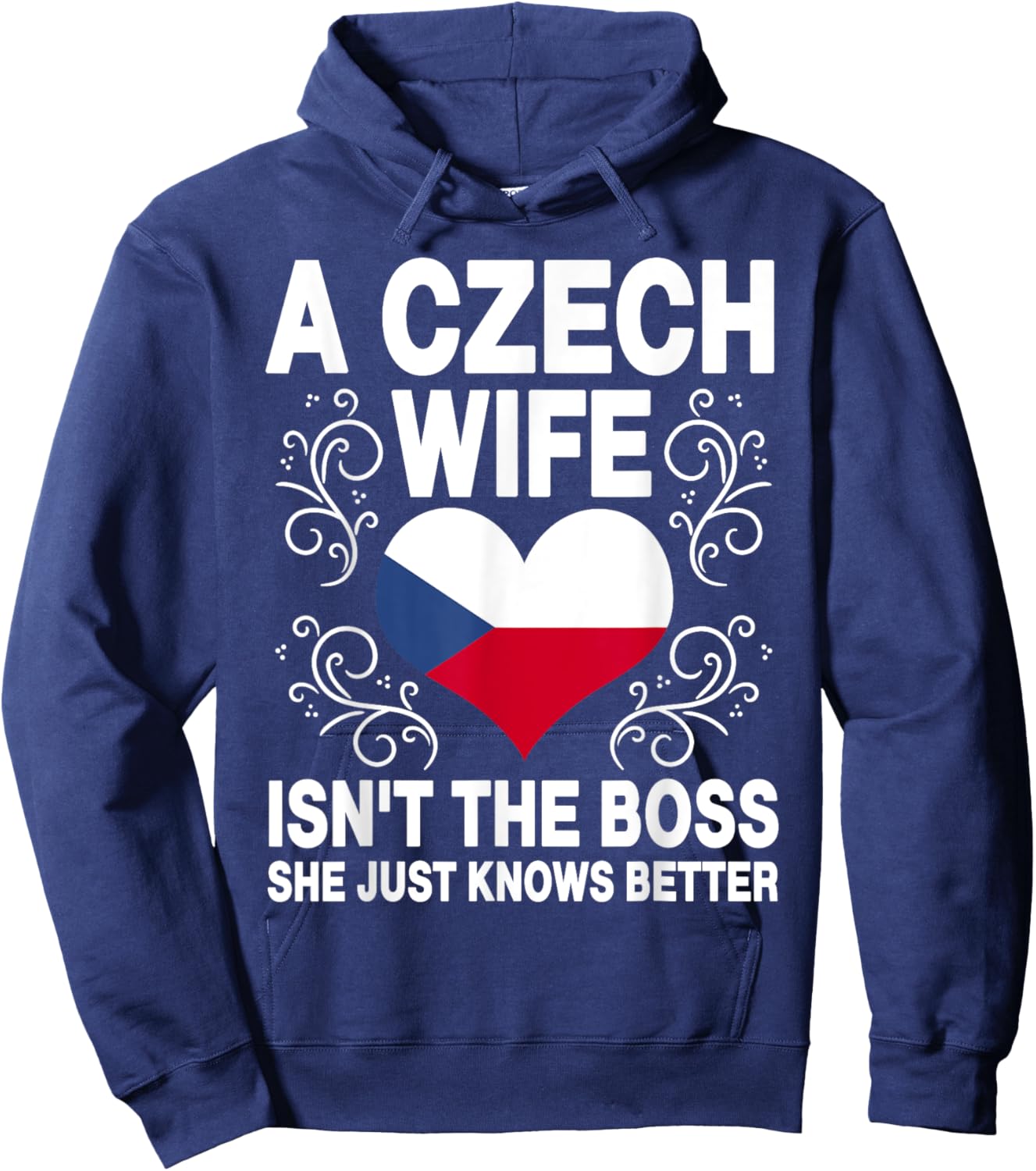 Funnz Czech Wife Saying Czech Flag Heart Czech Women Hoodie - Hoodie | Navy