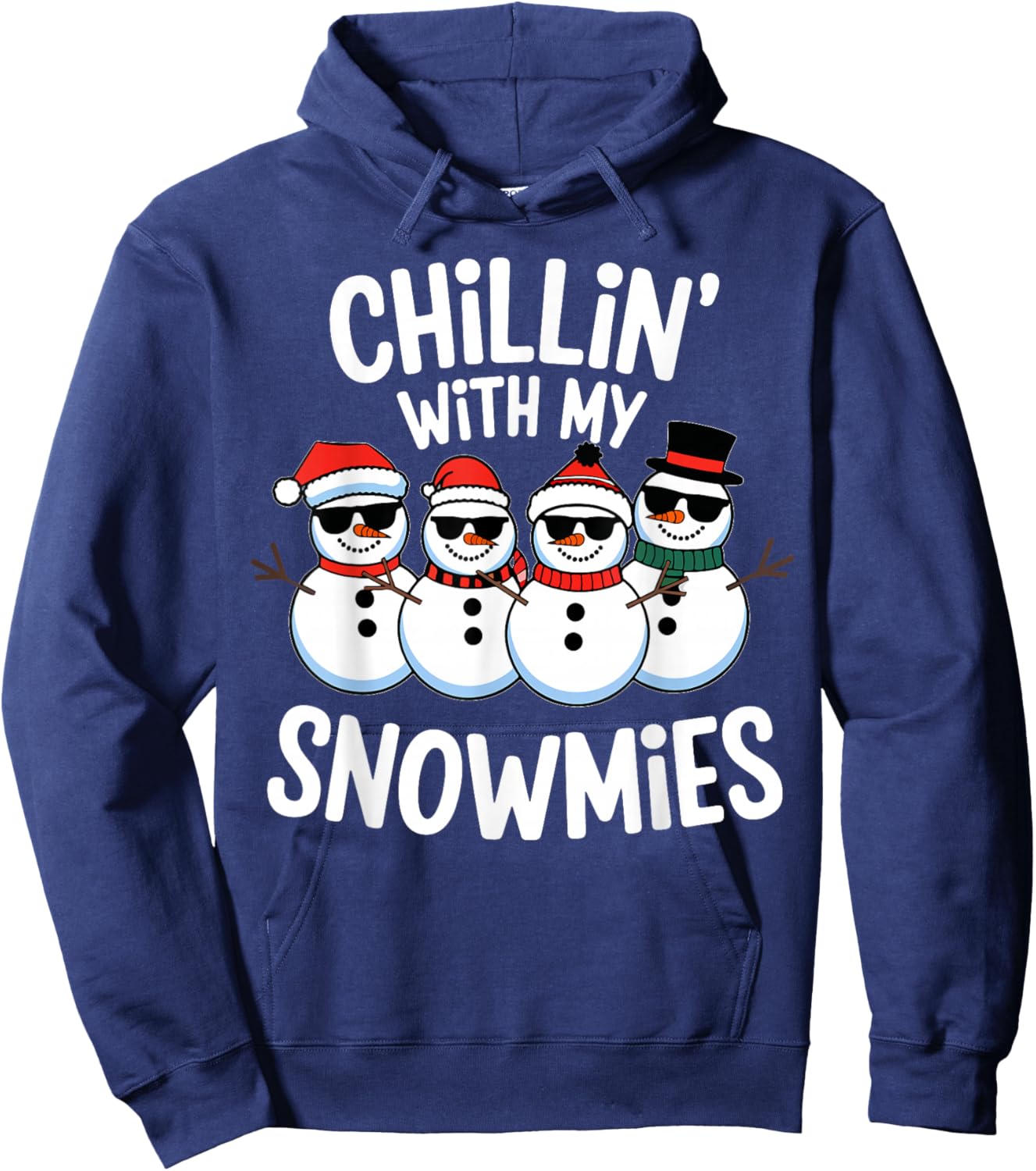 Chillin With My Snowmies Funny Snowman Christmas Kids Boys Hoodie - Hoodie | Navy