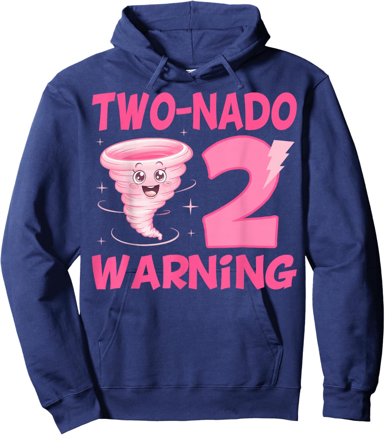 Kids Two-nado Warning 2nd Birthday Pink Tornado Birthday Hoodie - Hoodie | Navy