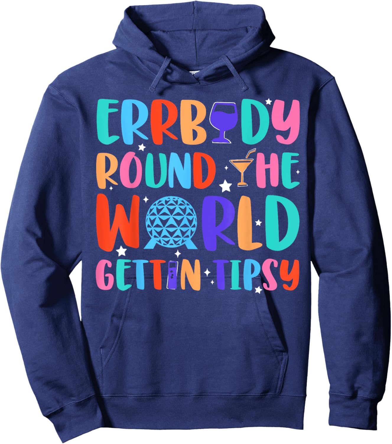 Festival Errbody-Round The World Gettin Tipsy Food and Wine Hoodie - Hoodie | Navy