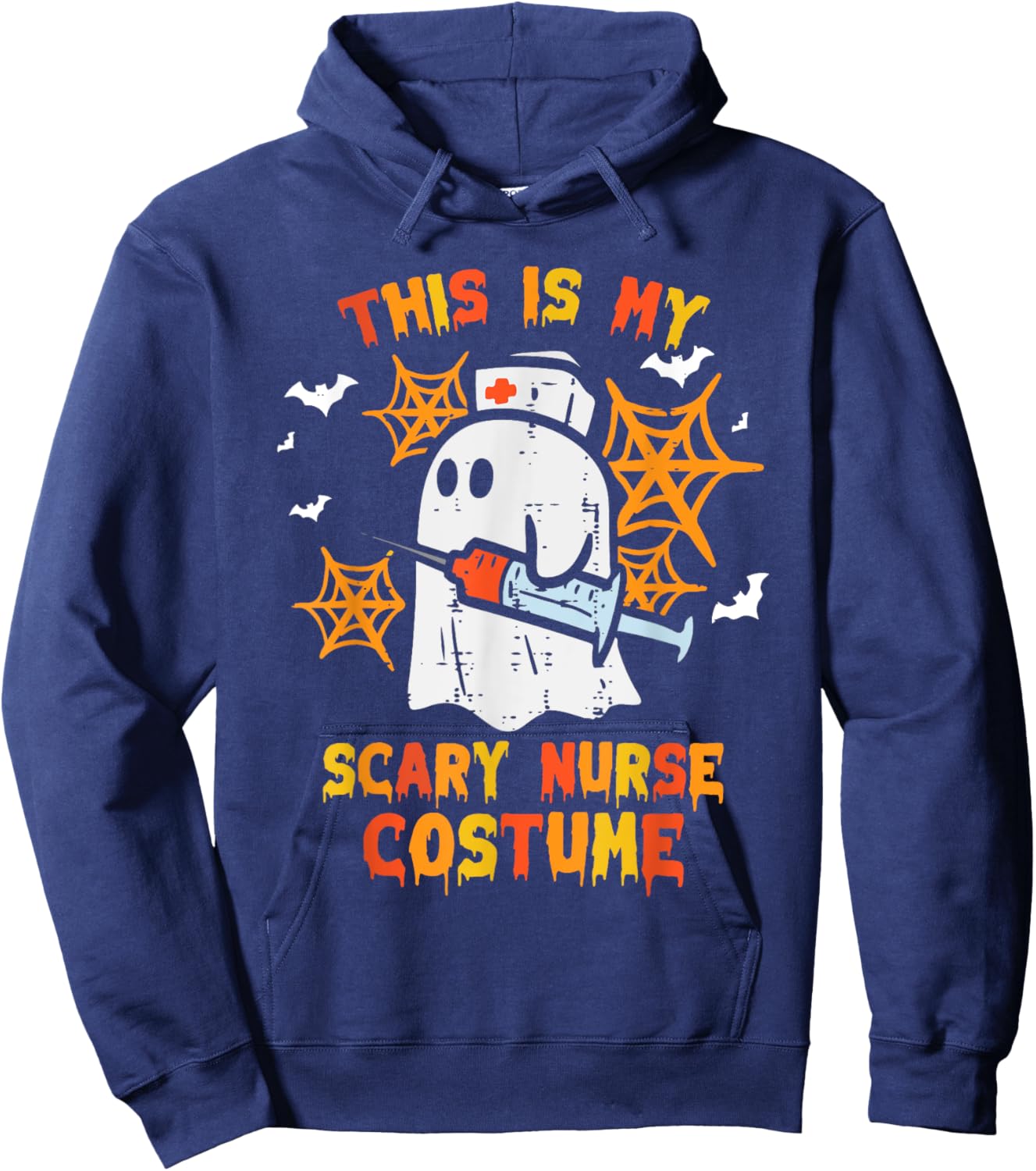 Halloween My Scary Nurse Costume Funny Ghost Scrub Top Women Hoodie - Hoodie | Navy
