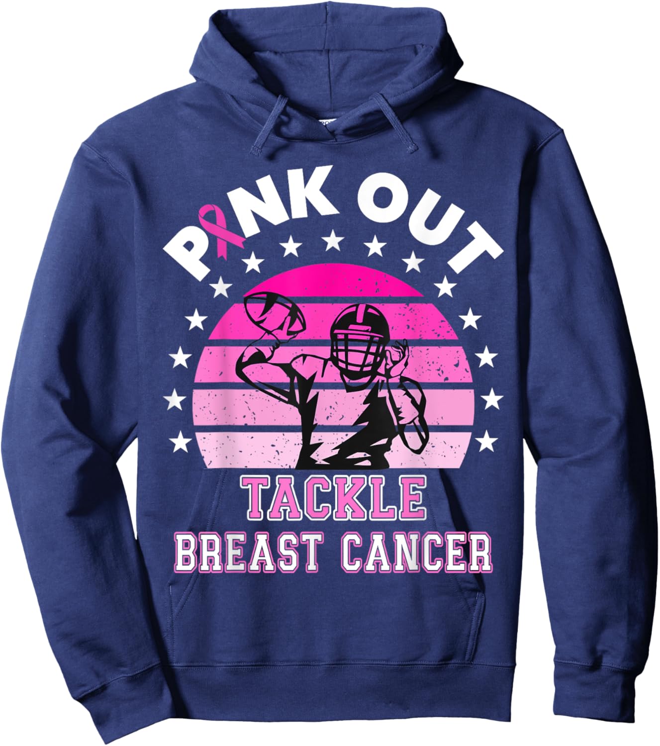 Pink Out Tackle Breast Cancer Awareness American Football Hoodie - Hoodie | Navy