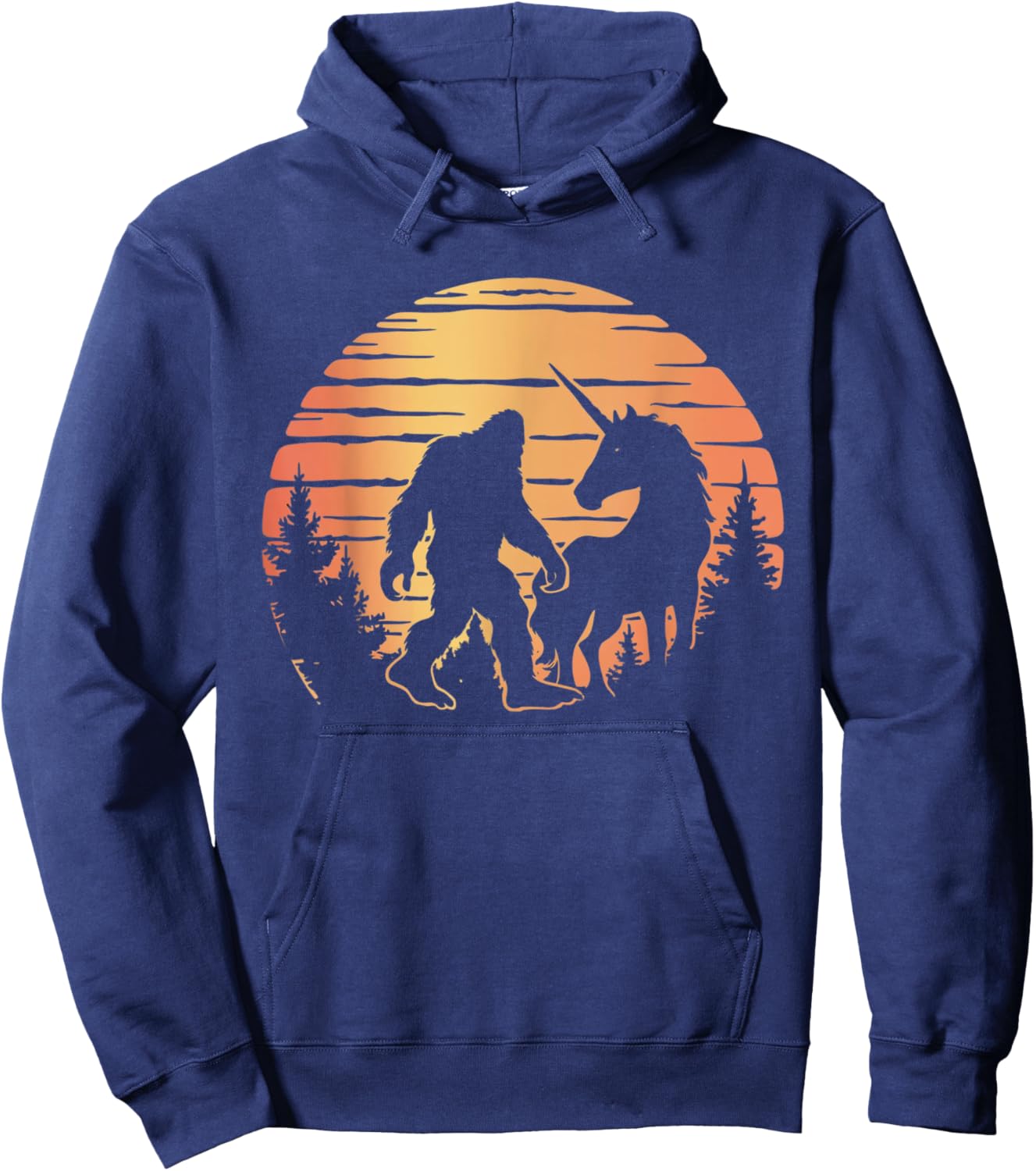 Bigfoot And Unicorn Women And Kids! Retro Sasquatch Hoodie - Hoodie | Navy