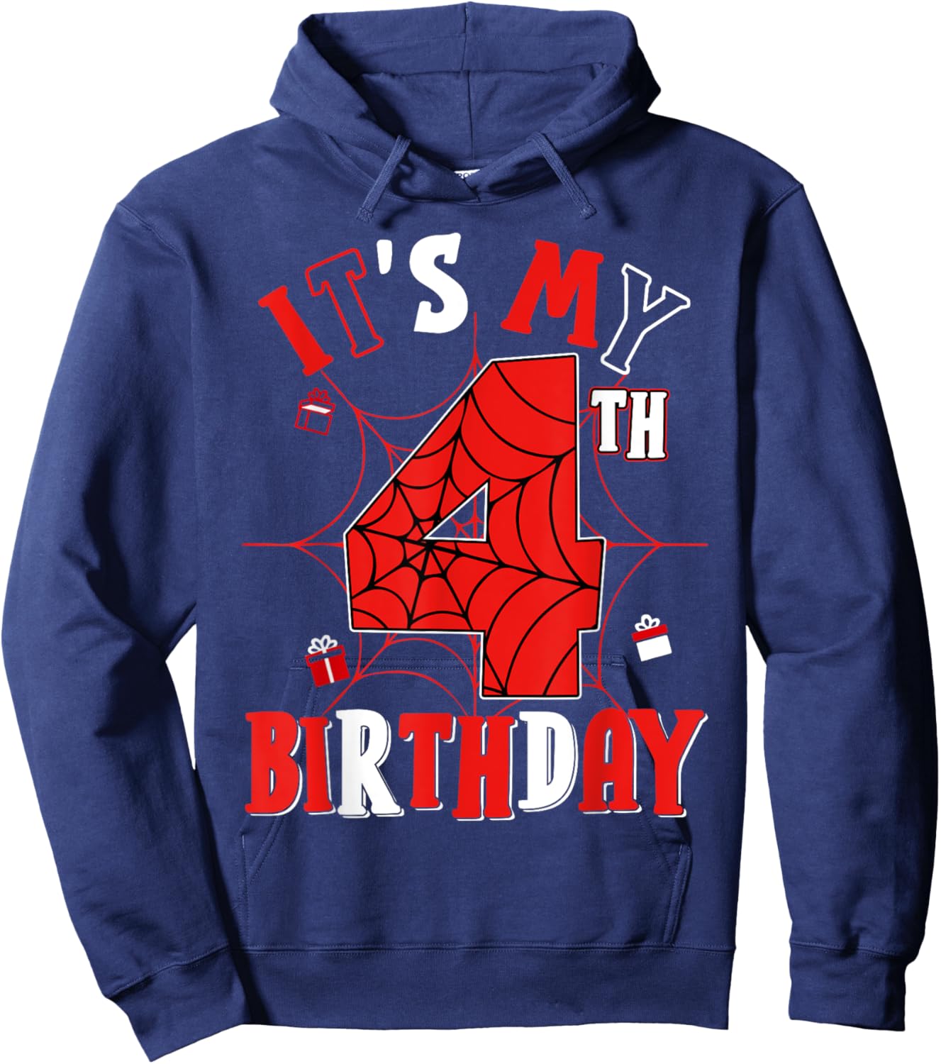 Birthday Party Spider Web Costume It's My 4th Birthday Hoodie - Hoodie | Navy