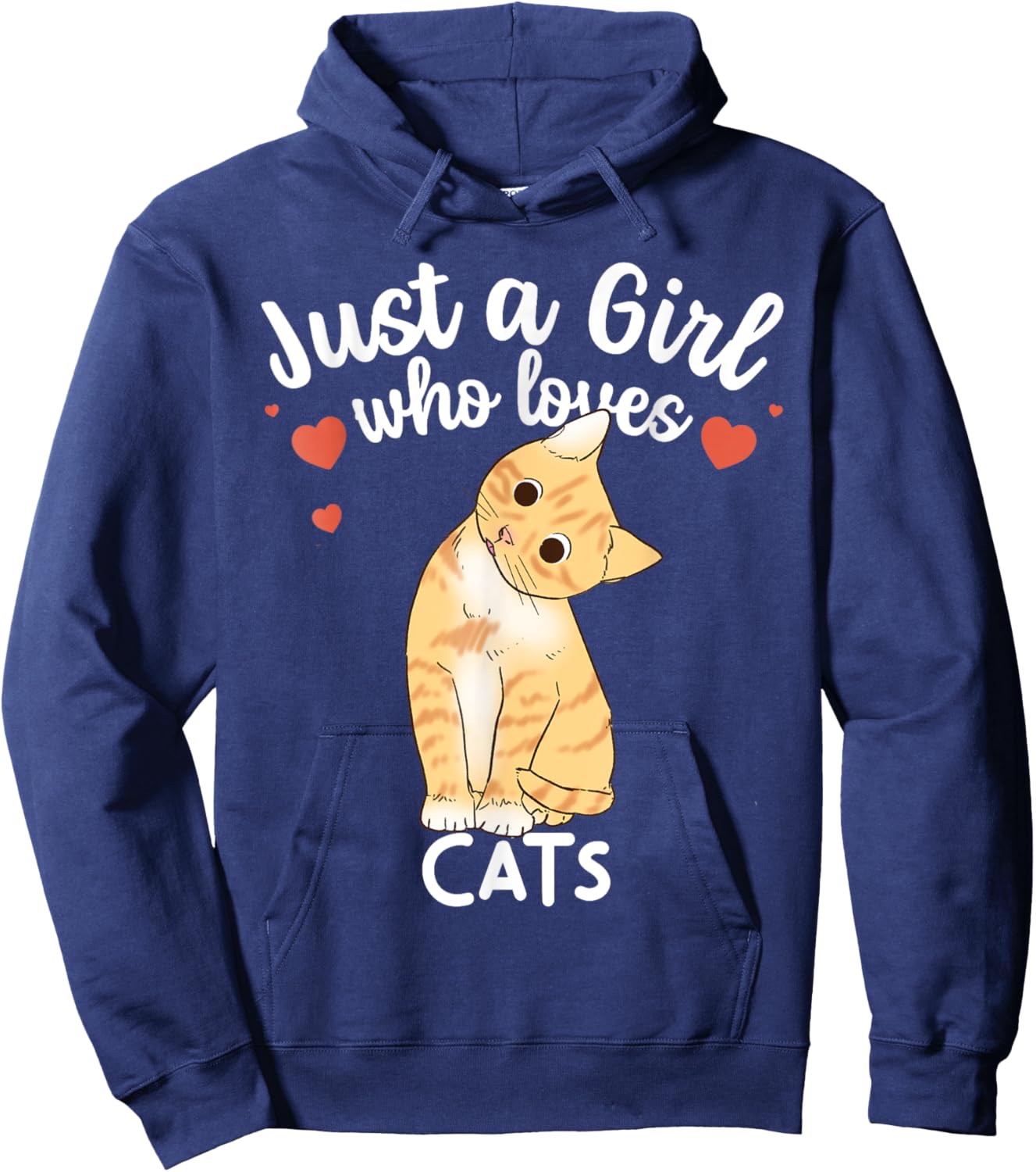Just a Girl Who Loves Cats Funny Orange Ginger Cat Lover Hoodie - Hoodie | Navy