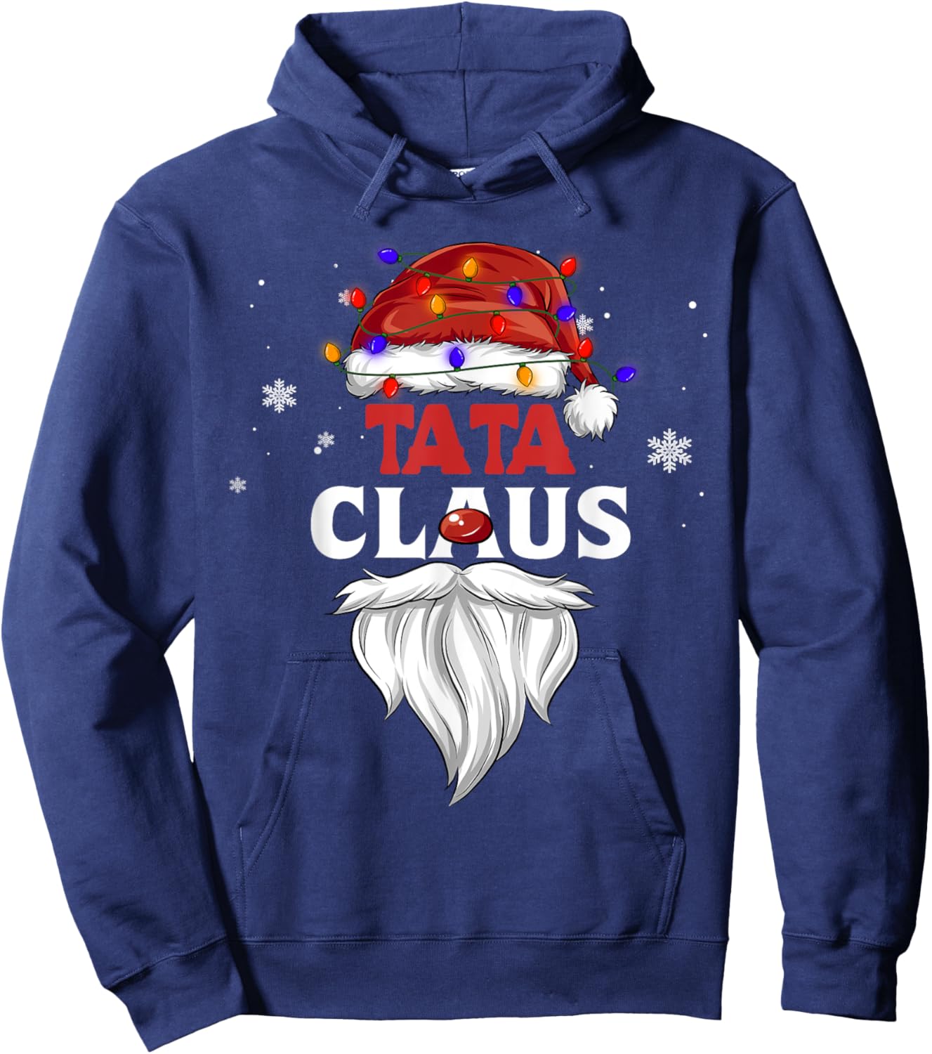 Tata Claus Christmas Lights Pajama Family Matching Party Hoodie - Hoodie | Navy