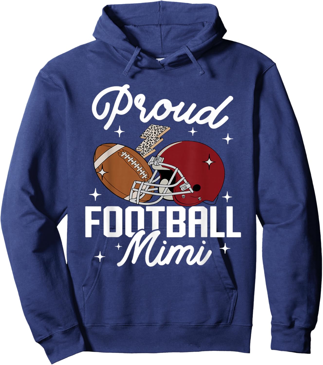 Proud Football Mimi Grandma Leopard American Football Family Hoodie - Hoodie | Navy