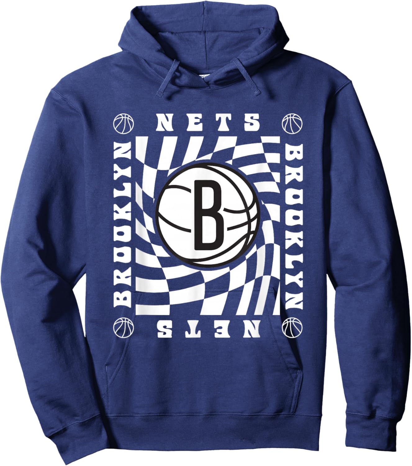 NBA Brooklyn Nets Retro Checkerboard Wave Hoodie - Hoodie | Navy