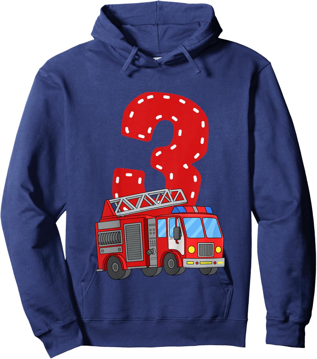 Kids Kids Fire Truck 3rd Birthday Party Toddler Boy 3 Year Old Hoodie - Hoodie | Navy