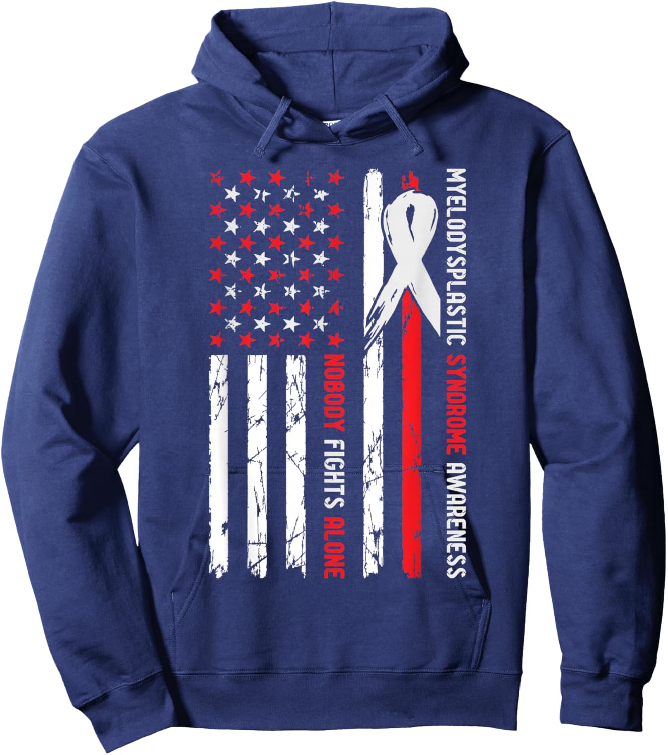 MDS Myelodysplastic Syndrome Awareness Nobody Fights Alone Hoodie - Hoodie | Navy