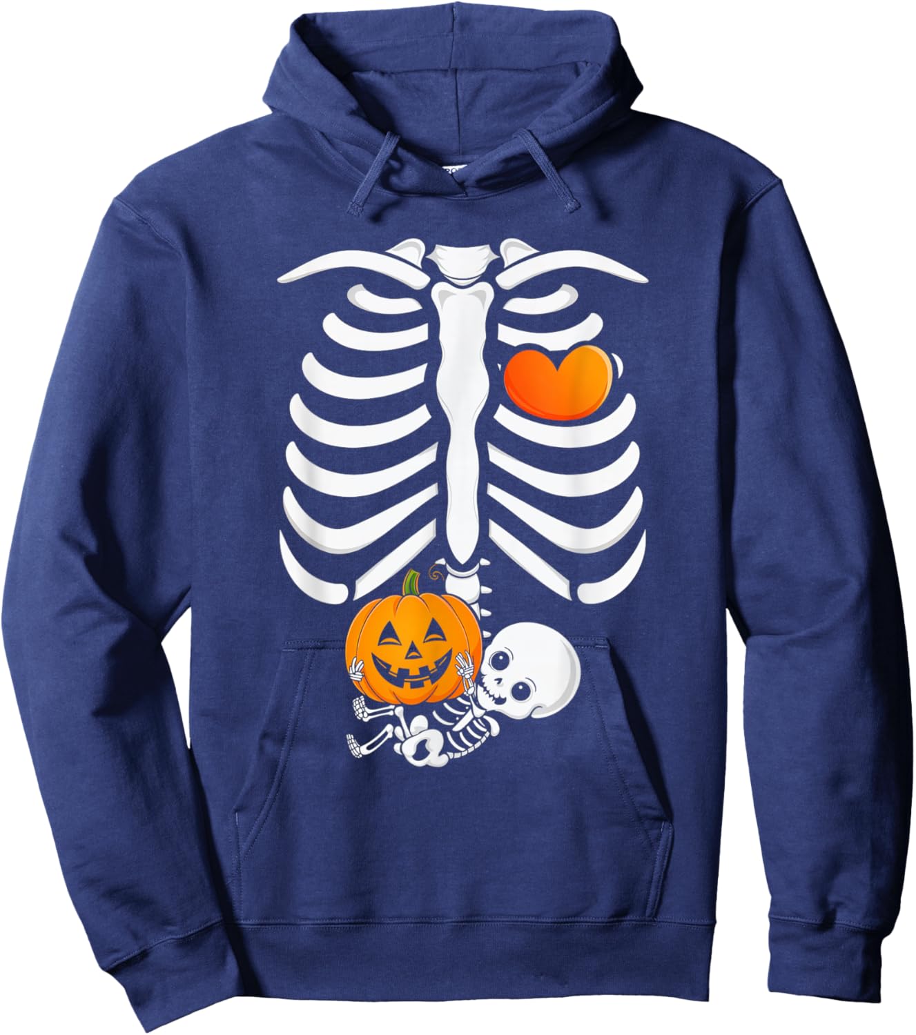 Pregnant Skeleton Halloween Mommy Baby Announcement Hoodie - Hoodie | Navy