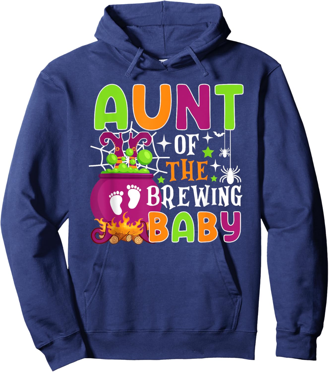 Aunt of Brewing Baby Halloween Theme Baby Shower Spooky Hoodie - Hoodie | Navy