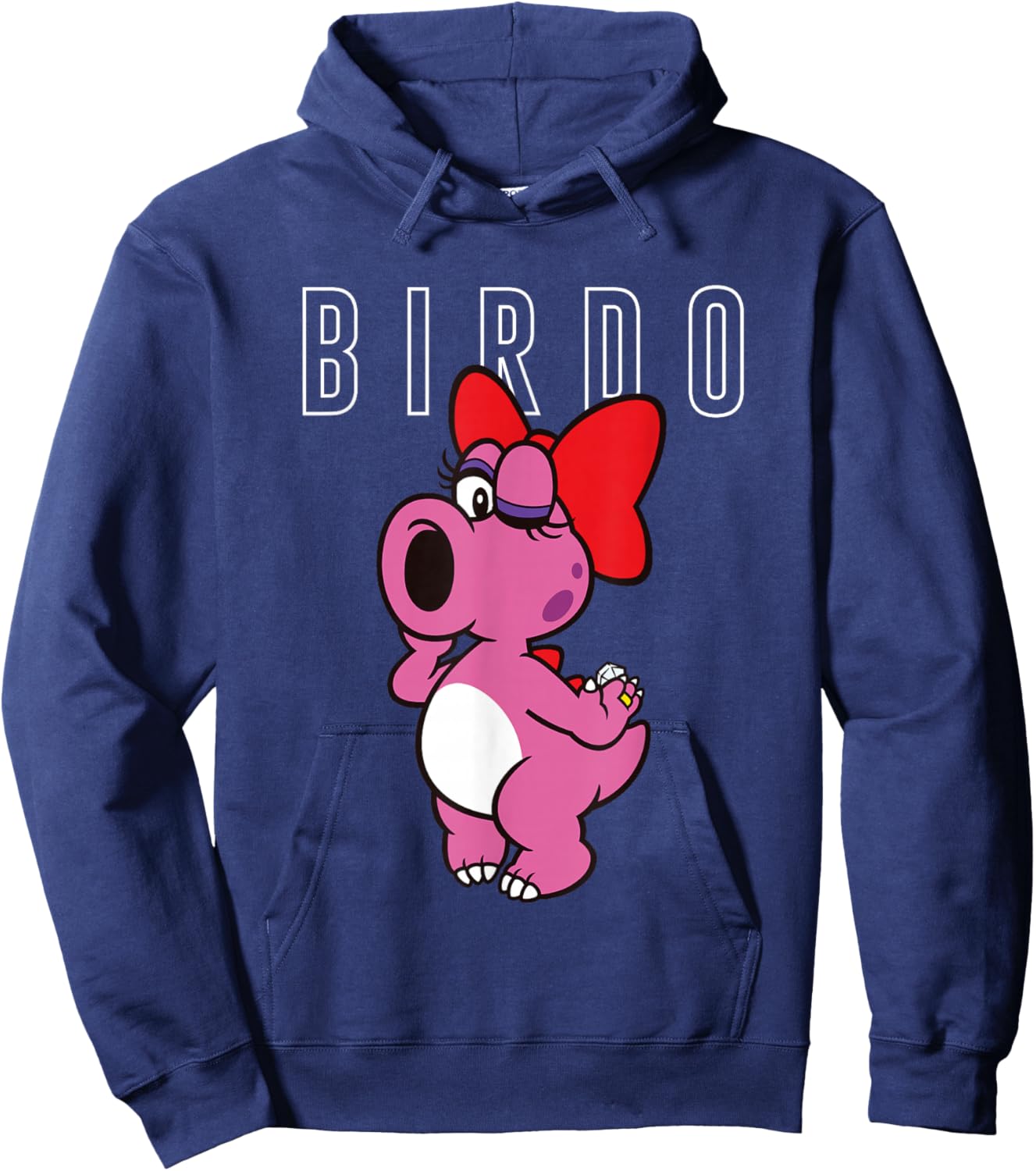 Super Mario Bros Birdo Big Pink Portrait Simple Text Hoodie - Hoodie | Navy