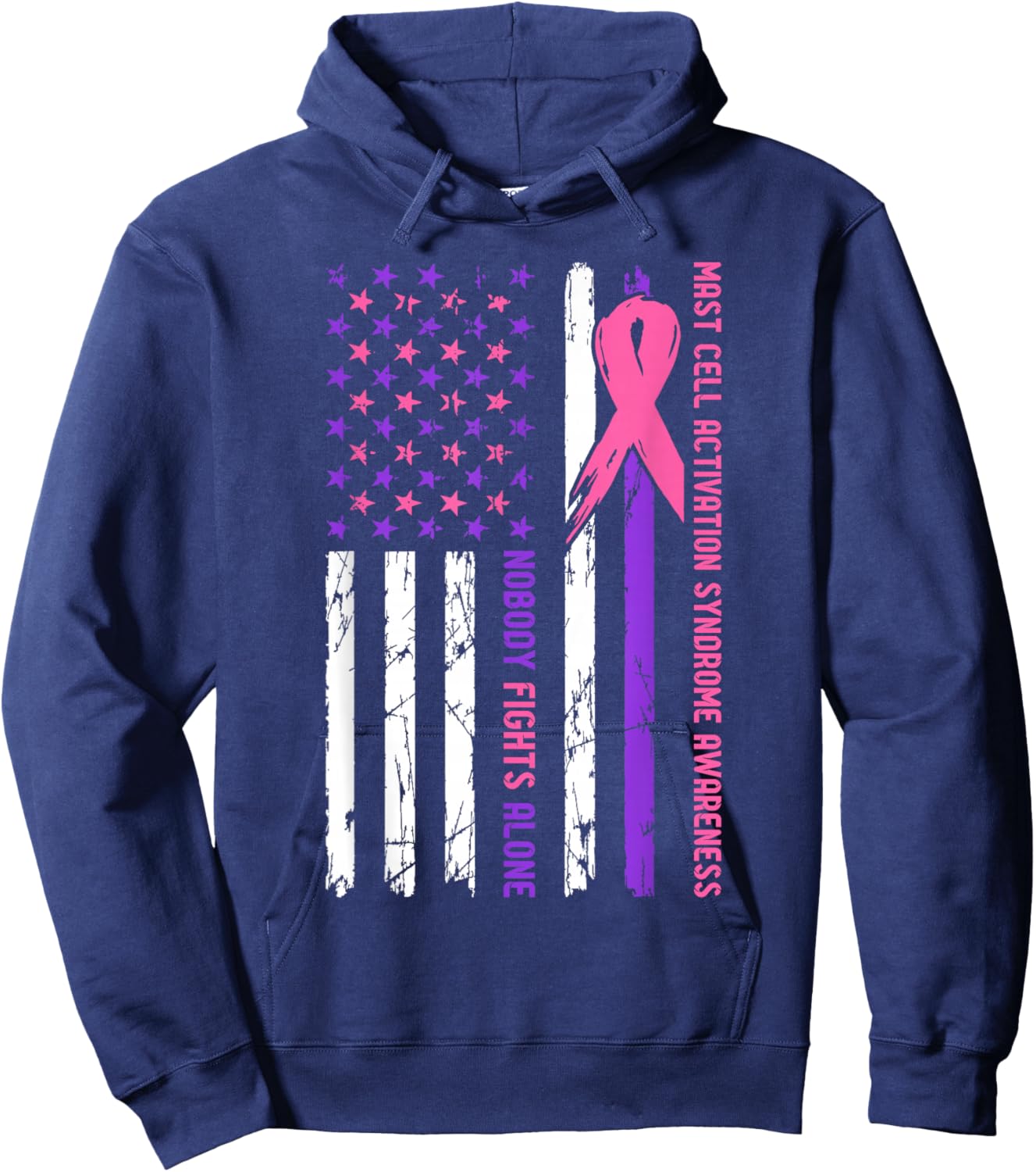 Mast Cell Activation Syndrome Awareness Nobody Fights Alone Hoodie - Hoodie | Navy