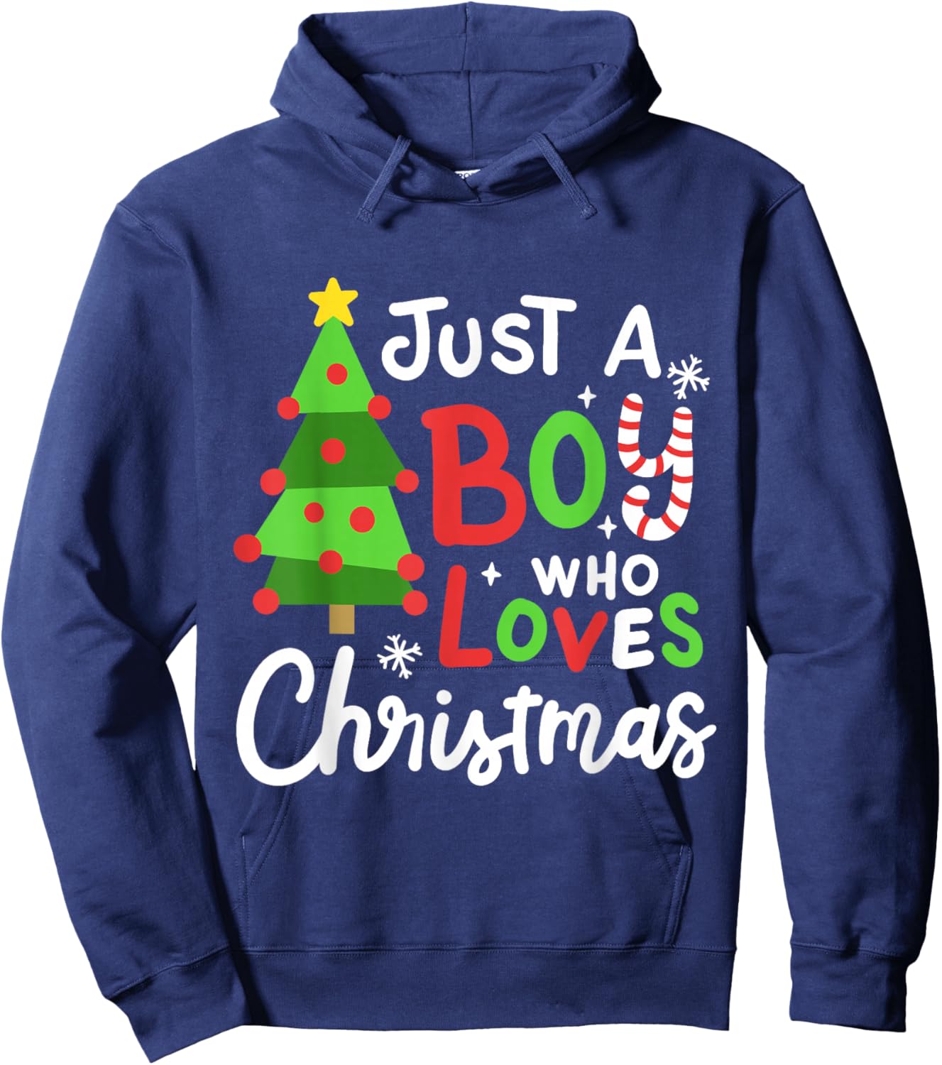 A Boy Who Loves Christmas Funny Xmas Holiday Men Boys Kids Hoodie - Hoodie | Navy