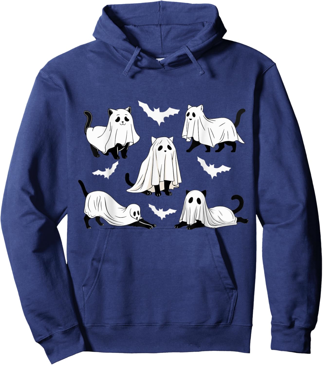 Halloween Cat Black Cat Halloween Scary Cat Angry Cat Funny Women Kids Hoodie - Hoodie | Navy