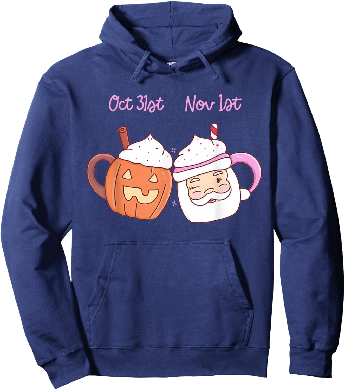 October 31st November 1st Halloween Christmas Latte Coffee Hoodie - Hoodie | Navy