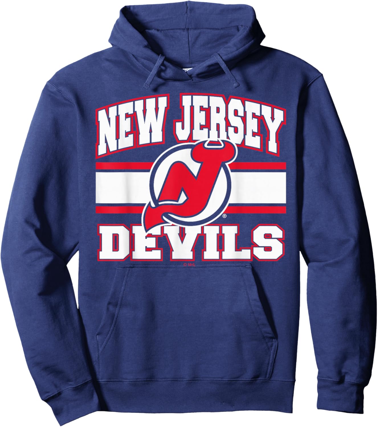 New Jersey Devils Stripe Black Officially Licensed Hoodie - Hoodie | Navy