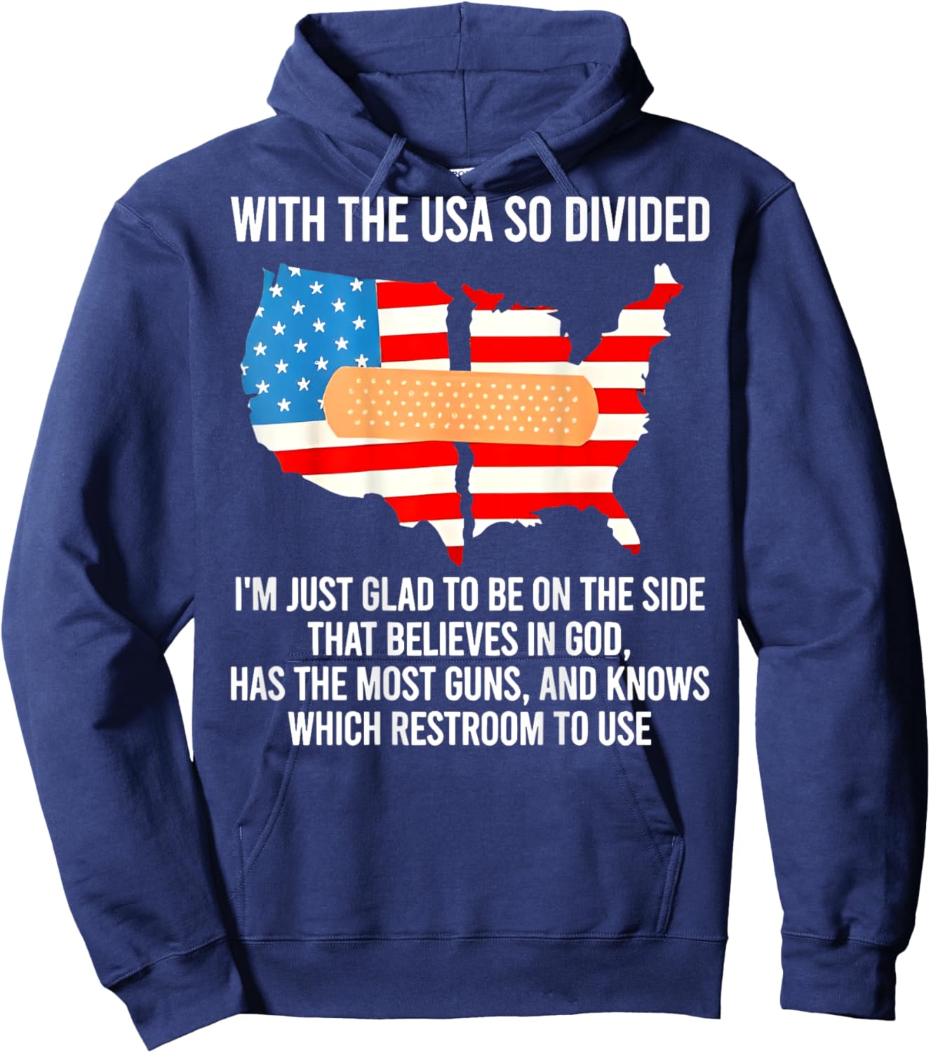 With The USA So Divided I'm Just Glad (on back) Hoodie - Hoodie | Navy