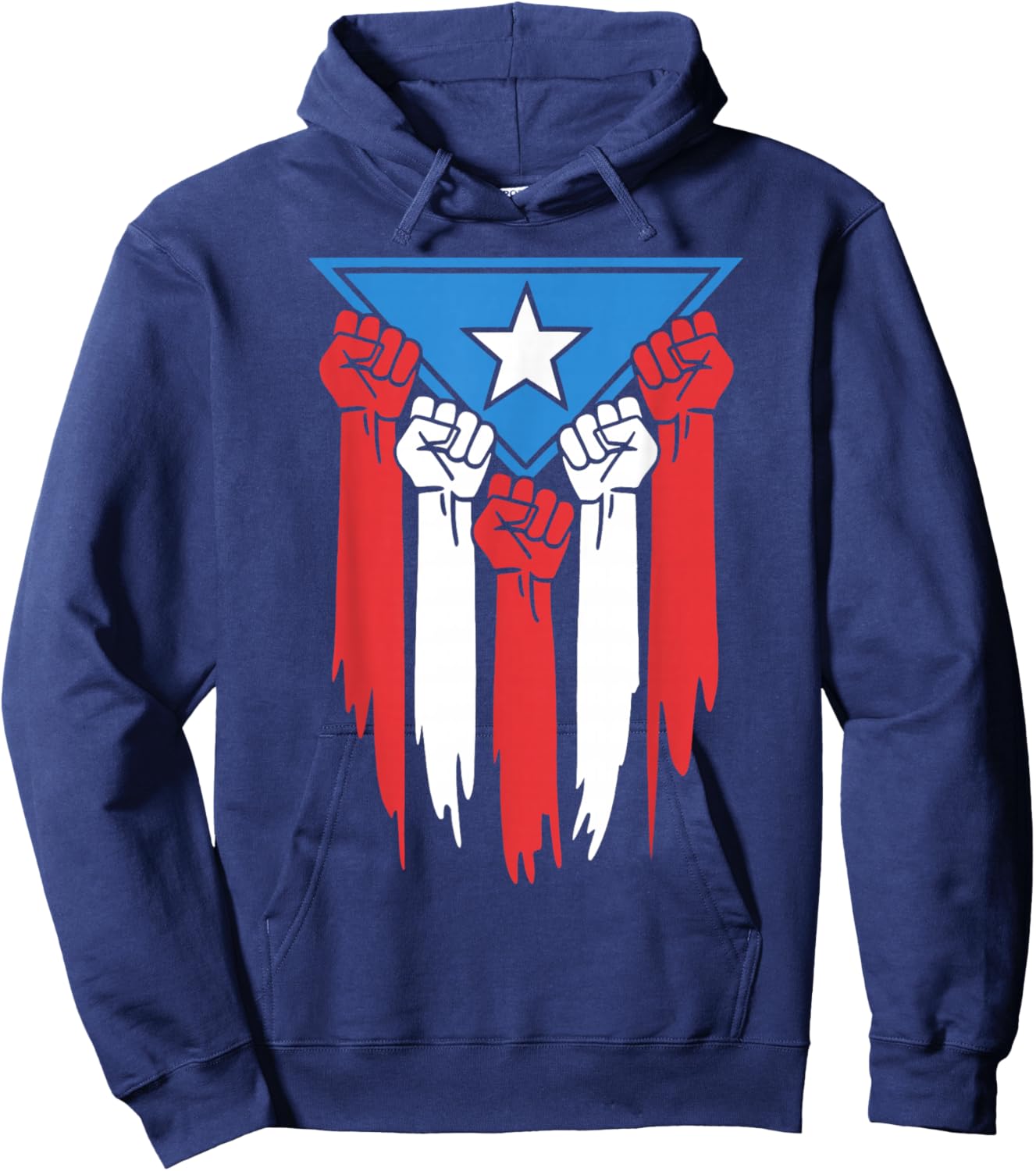 Boricua Puerto Rico PR Flag Puerto Rican Fist Hand Heritage Hoodie - Hoodie | Navy