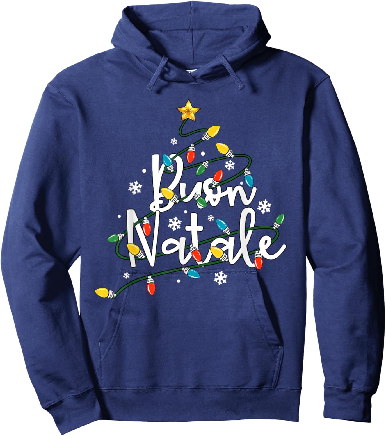 Buon Natale Italian Family Merry Christmas Tree Lights Hoodie - Hoodie | Navy