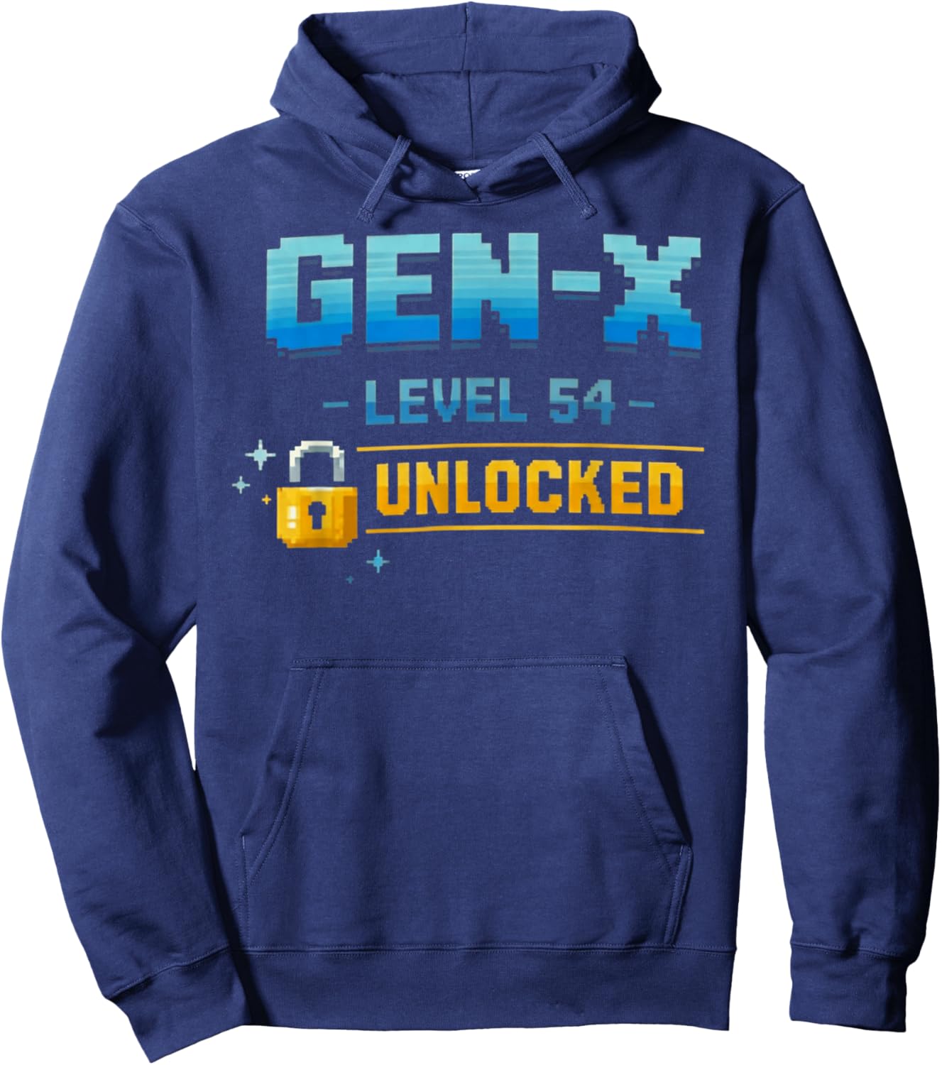 Gen X, Level 54 Unlocked Retro Gamer Vintage Birthday T-Shirt - Hoodie | Navy