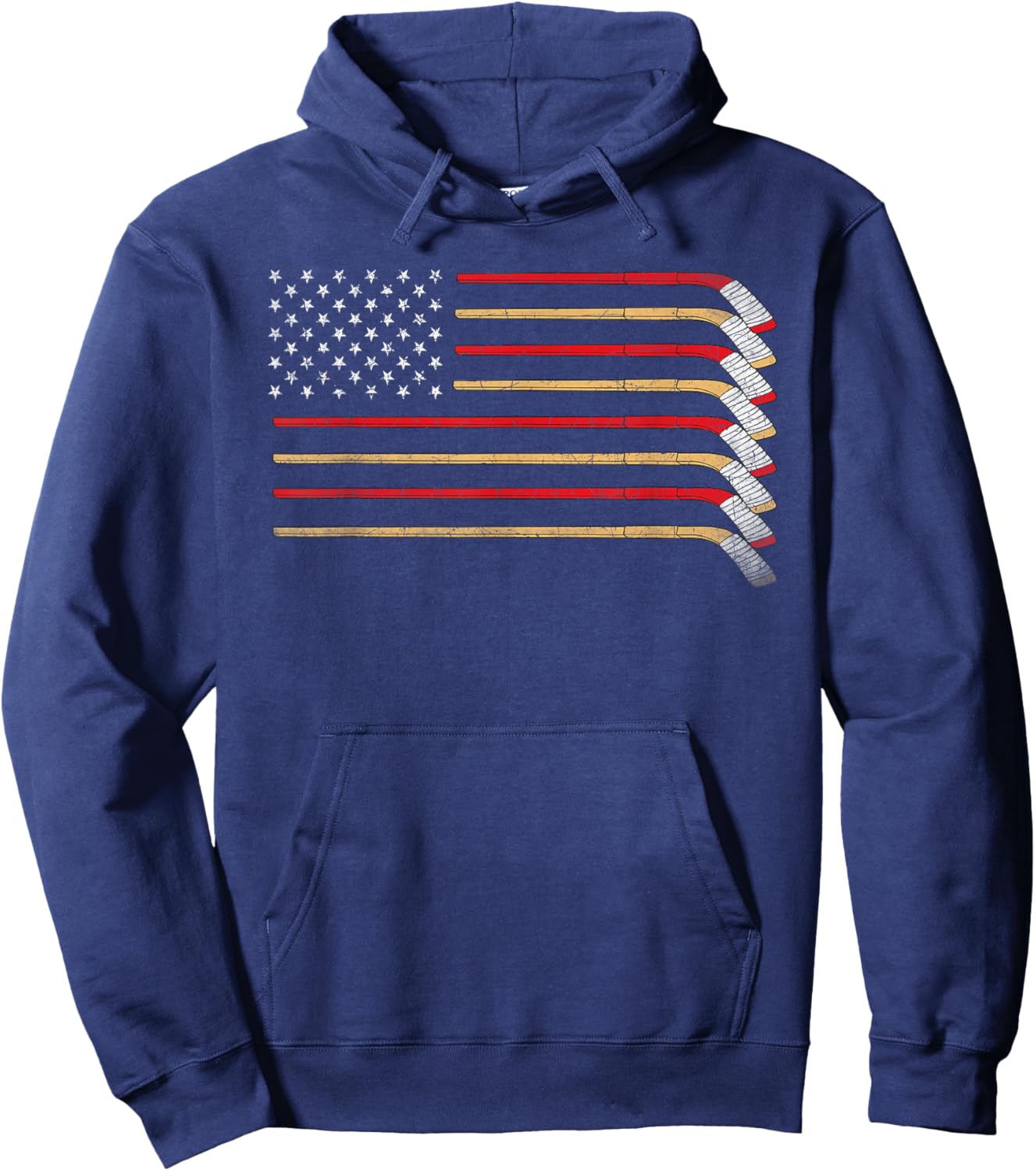 Hockey Stick USA Flag Ice Hockey Boys Hockey Player Hoodie - Hoodie | Navy