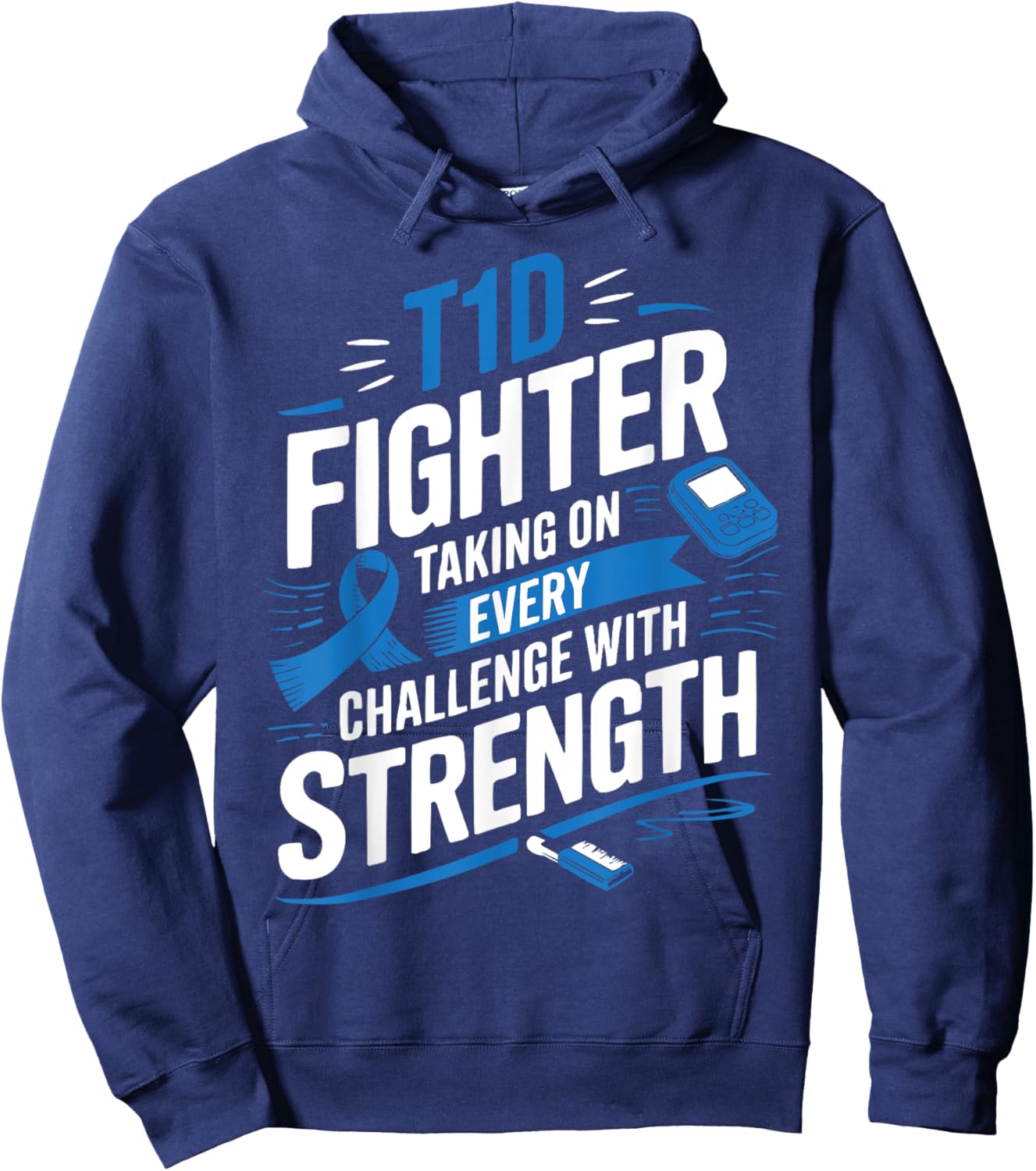 T1D Warrior Insulin Diabetic Type 1 Diabetes Awareness Hoodie - Hoodie | Navy