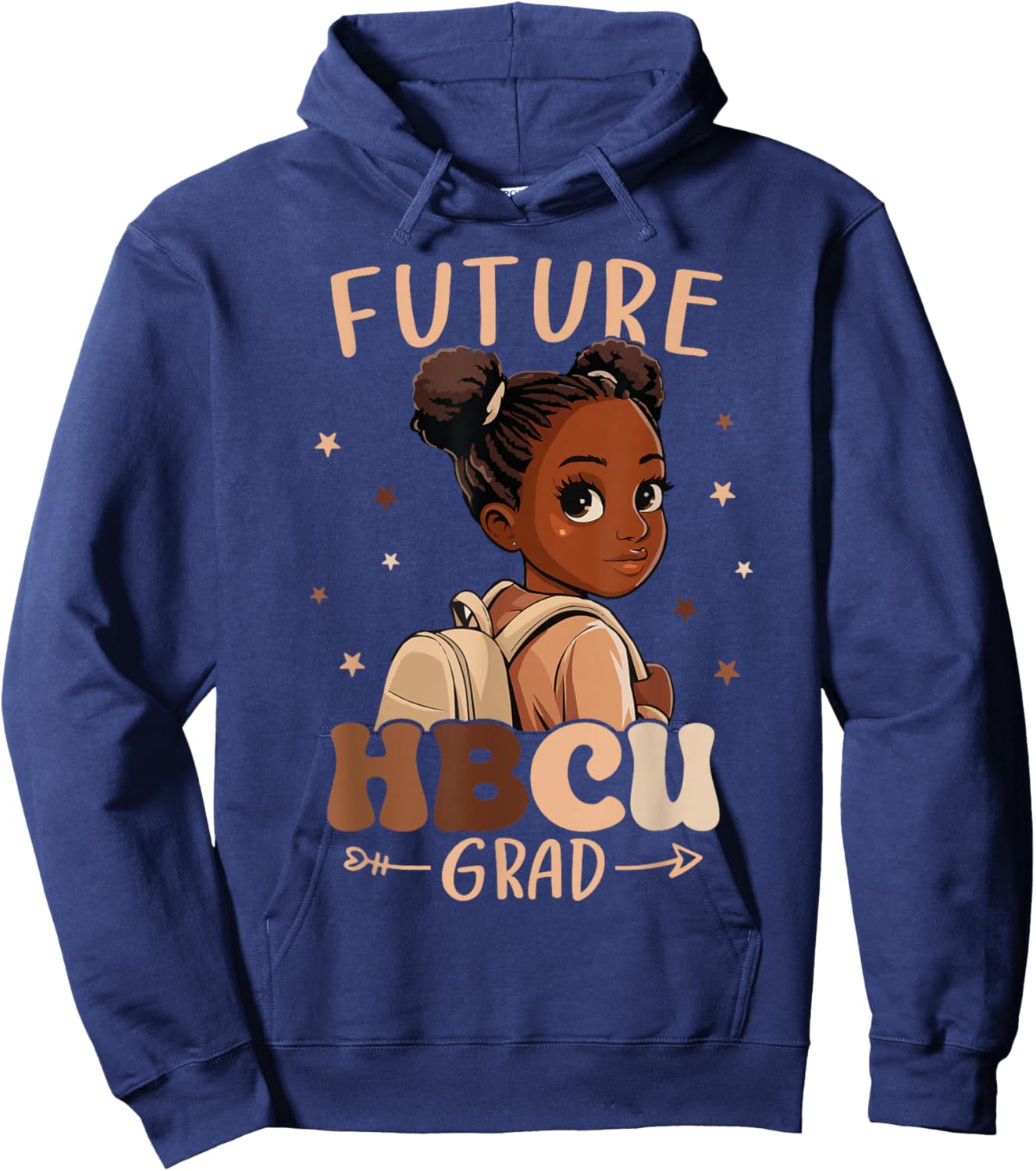 Future HBCU Grad kids Black Girl Afro Black History Month Hoodie - Hoodie | Navy